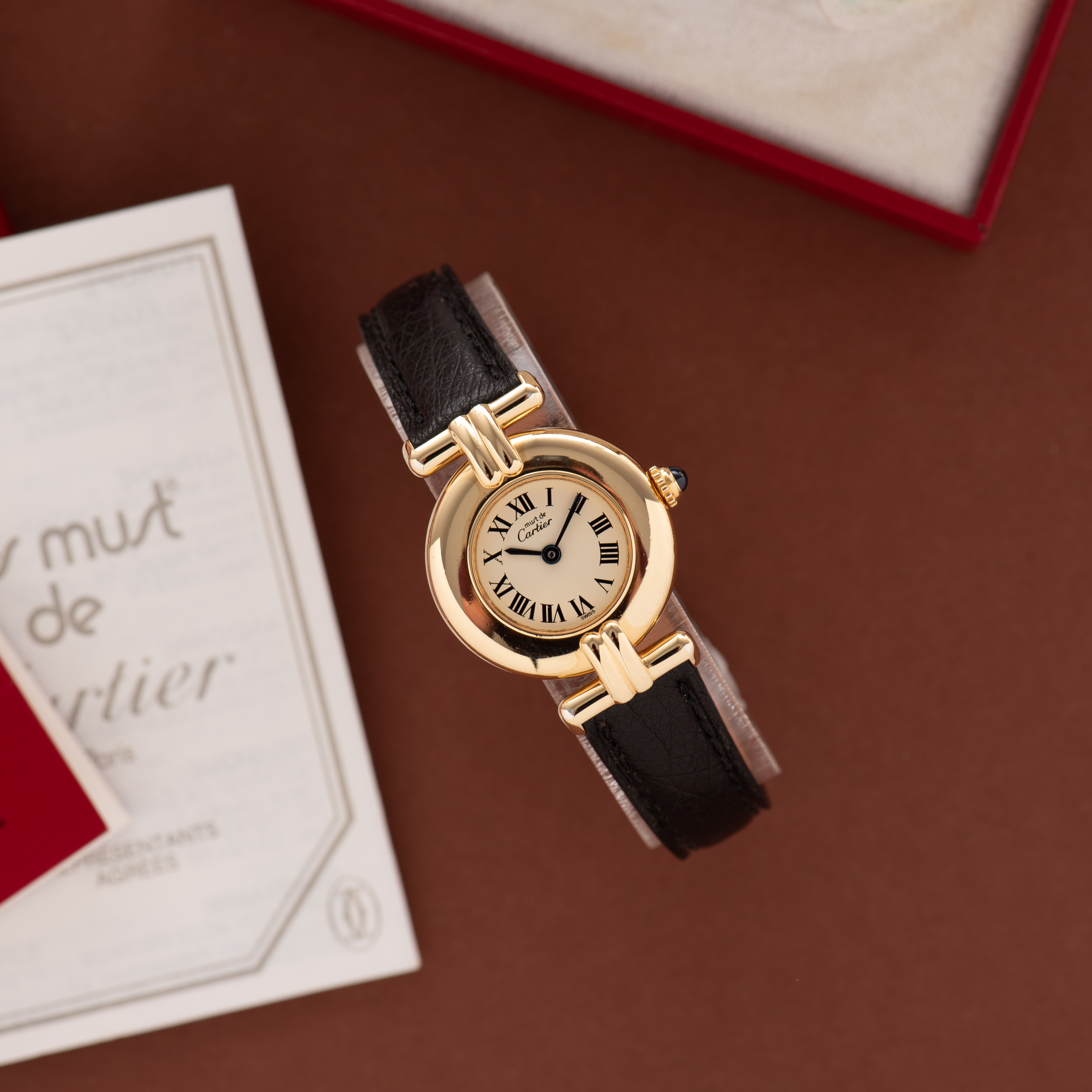 View of Cartier Must de Colisée Roman dial Quartz cal 90 Full Set from 1987