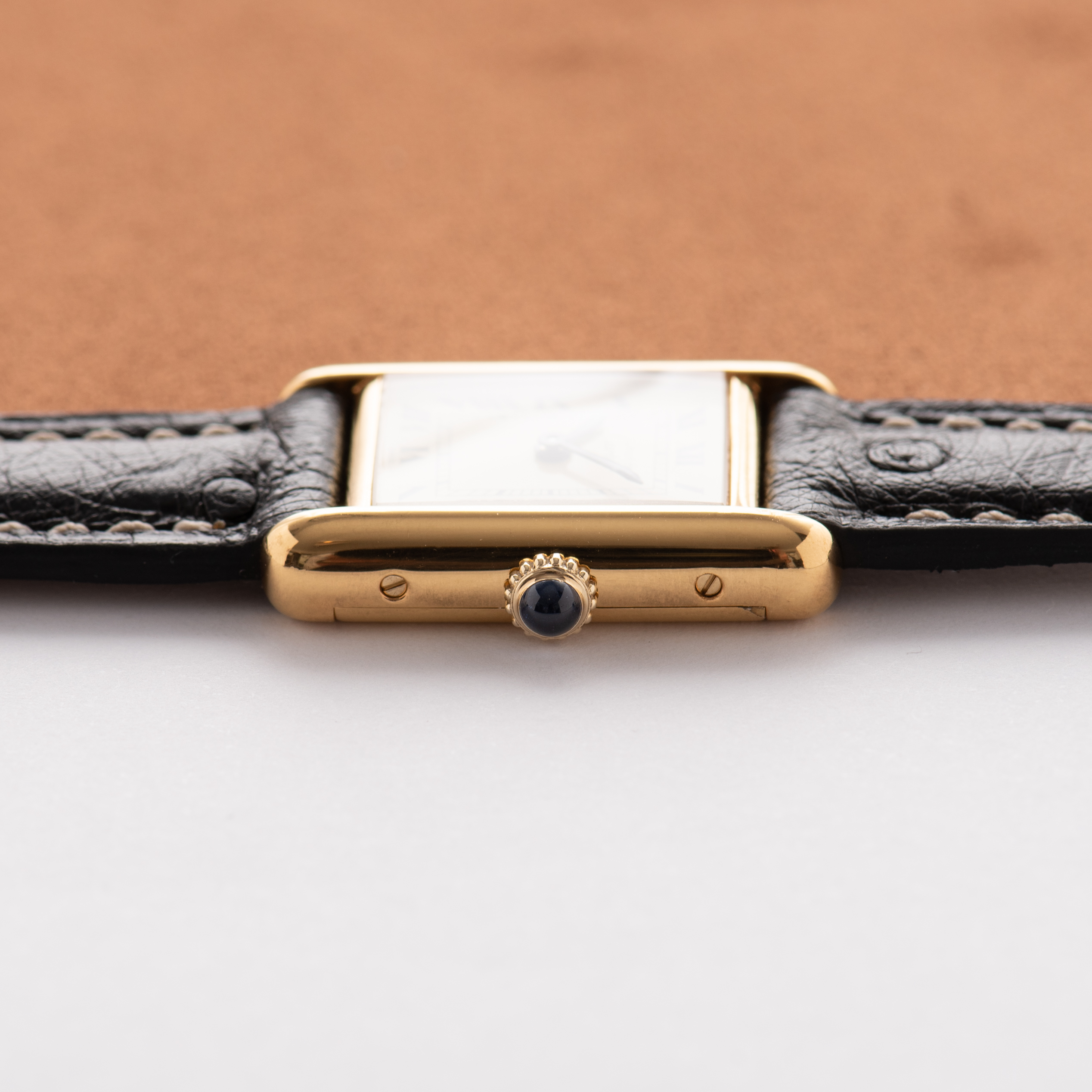 Zicht op Cartier Must by Tank Vermeil Roman Lemon Dial PM FULL SET van 1978