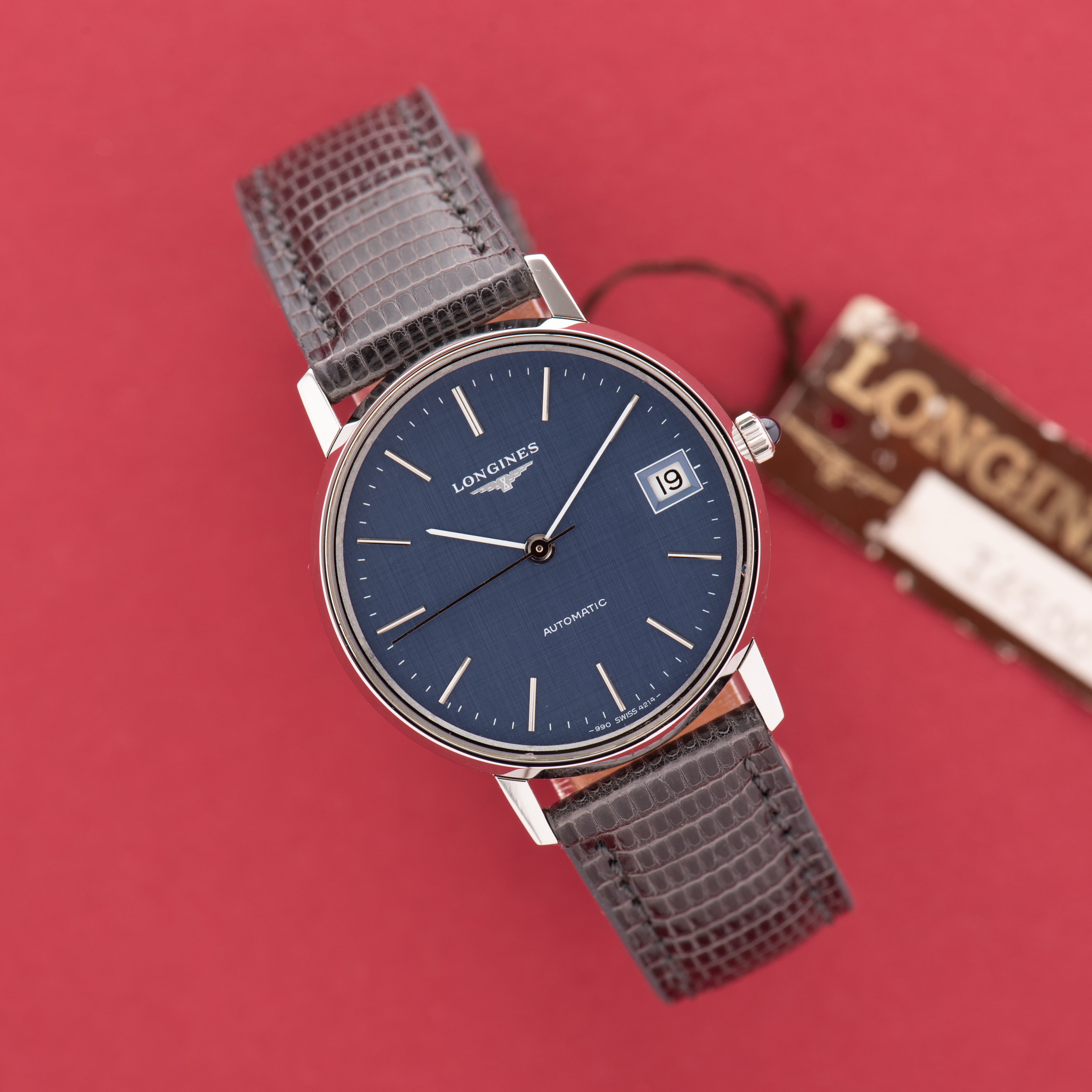 Vue de Longines Automatic Blue Tapisserie dial réf 4214 990 cal L990.1