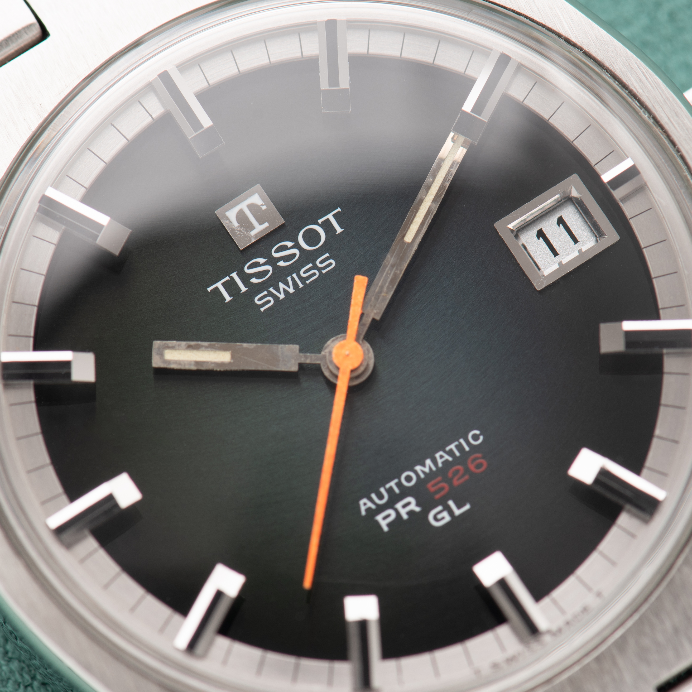 View of Tissot Swiss Automatic PR526 GL Green/Silver Dial Ref 64005 15 0198