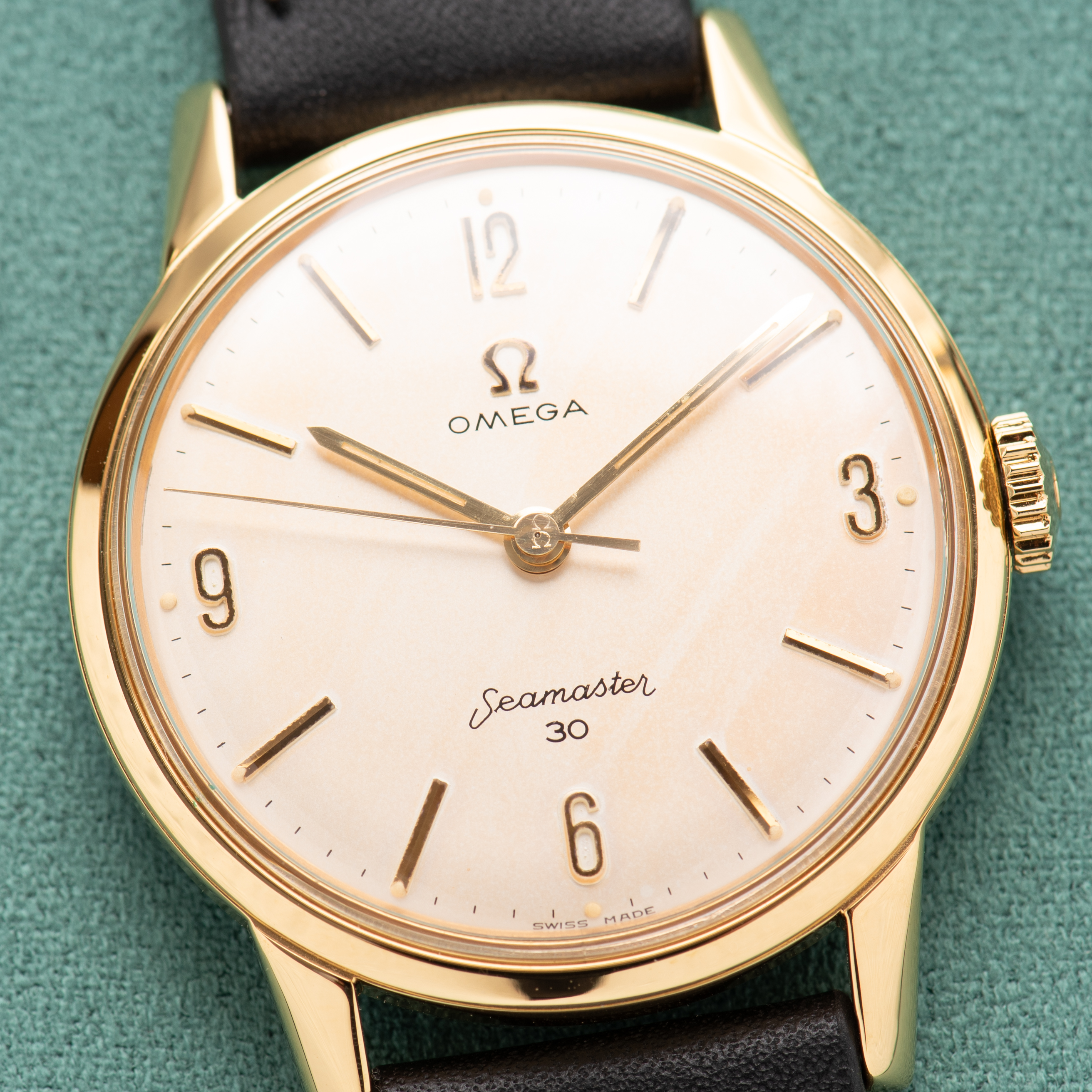 View of Omega Seamaster 30 Skate Dial GoldPlated from 1962 Ref 135.003
