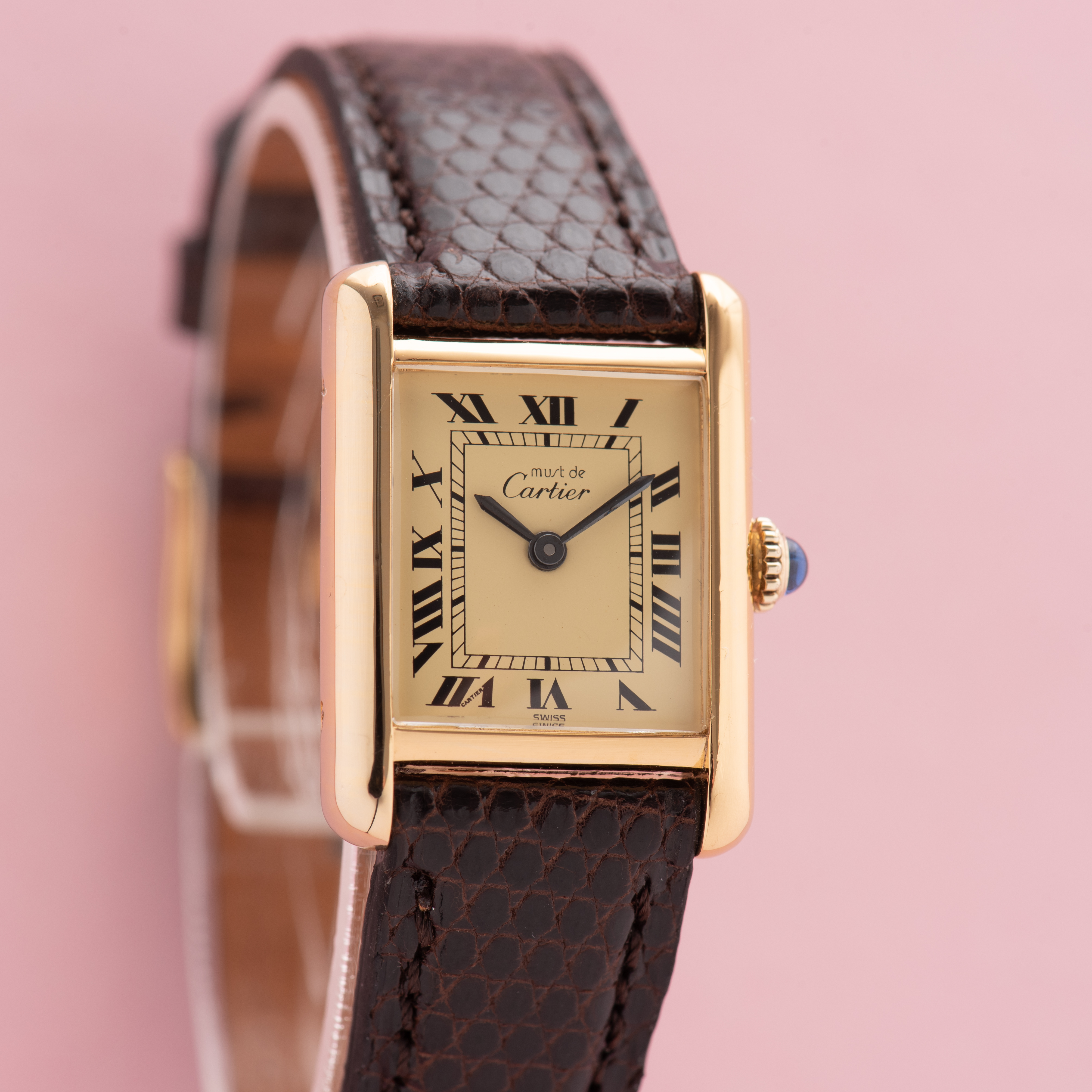 Vue de Cartier Must de Tank Vermeil Roman dial from 1980-90