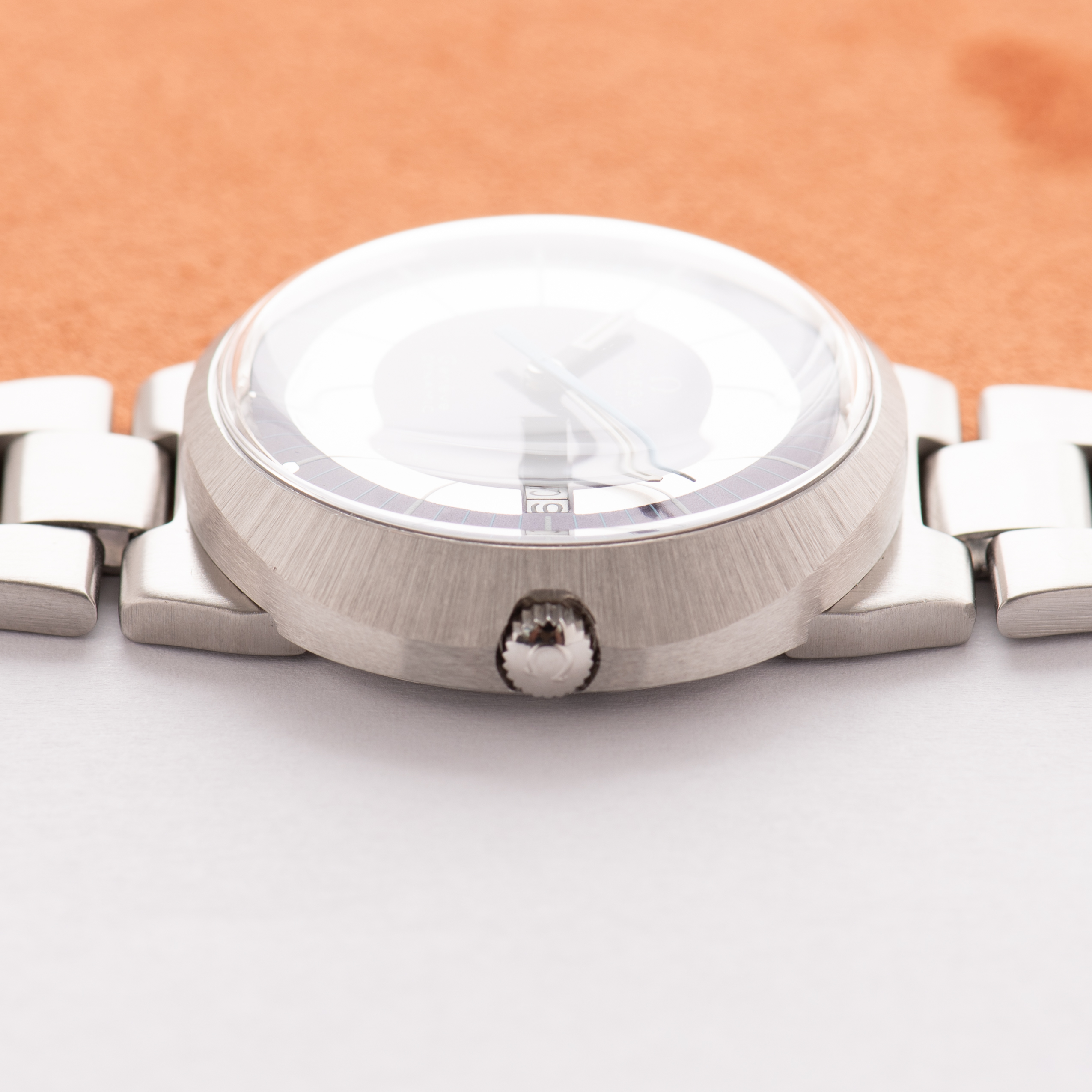 View of Omega Geneva Dynamic Automatic Day-Date Blue Dial from 1969 Ref 166.079