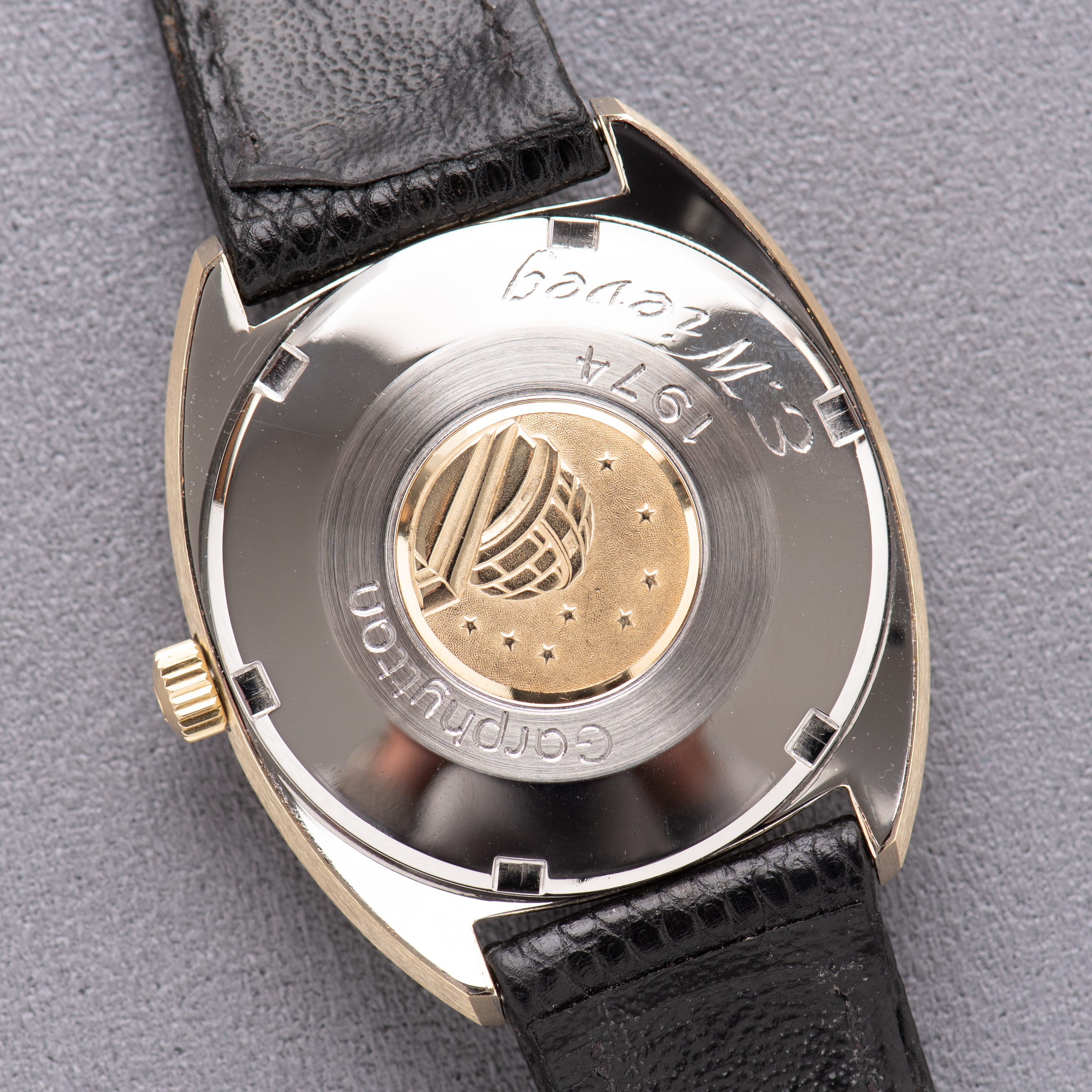 View of Omega Constellation Chronometer C-shape 14K Gold Capped from 1969 Réf 168.017SP