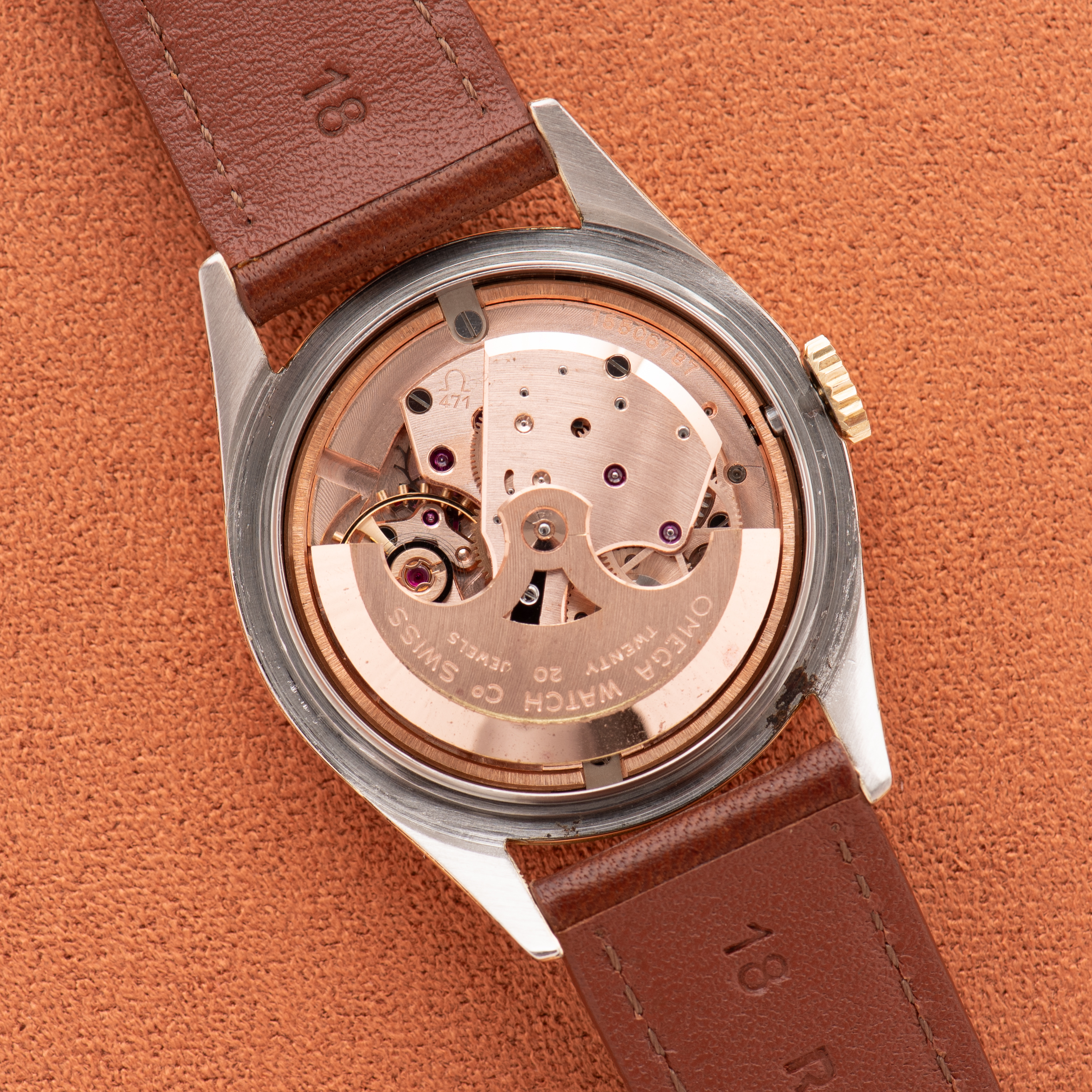 View of Omega Automatic Seamaster Patina Dial Réf 2802-9 SC cal 471 from 1956