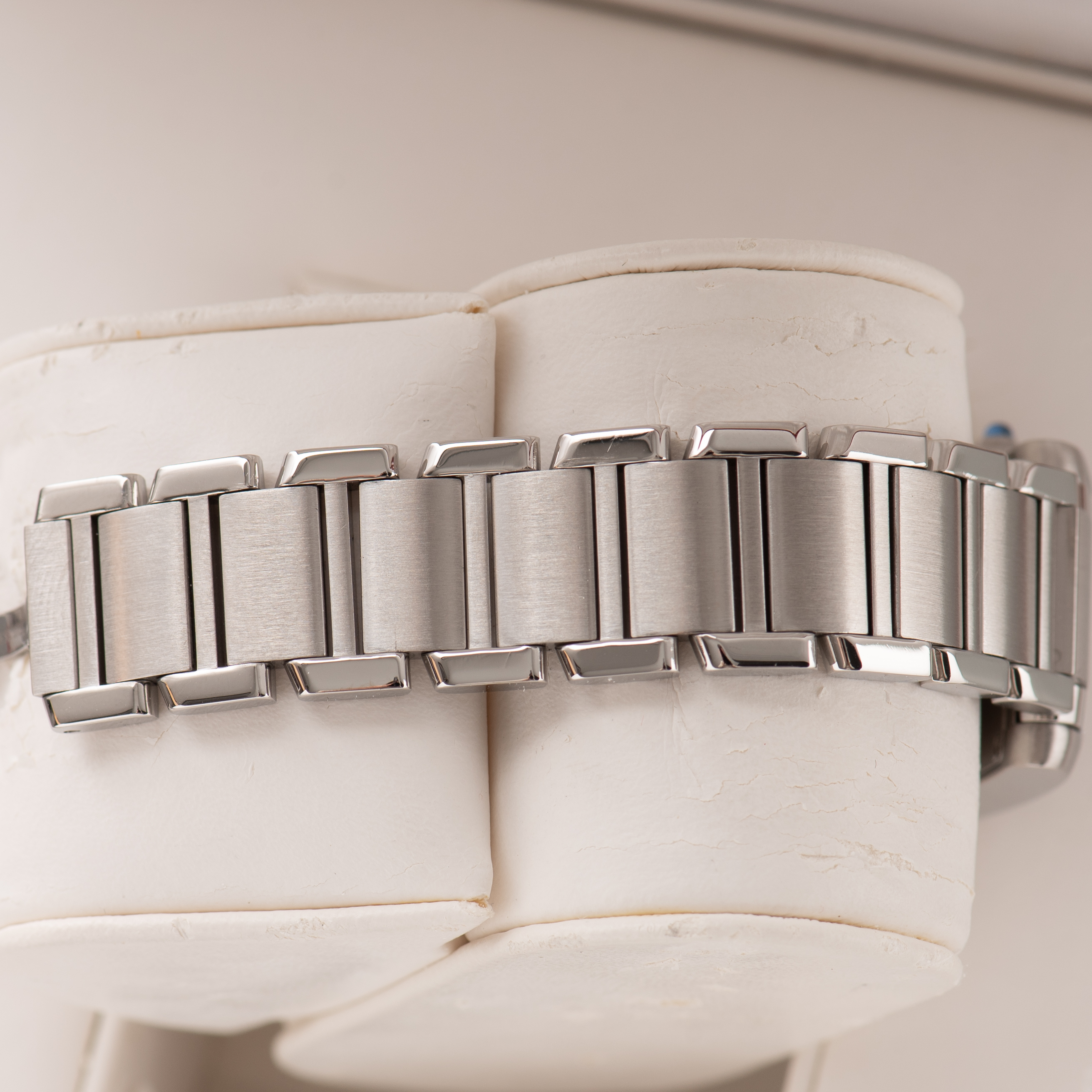 View of Cartier Tank Française SM Roman Dial Réf 2384 Full Set from 2000