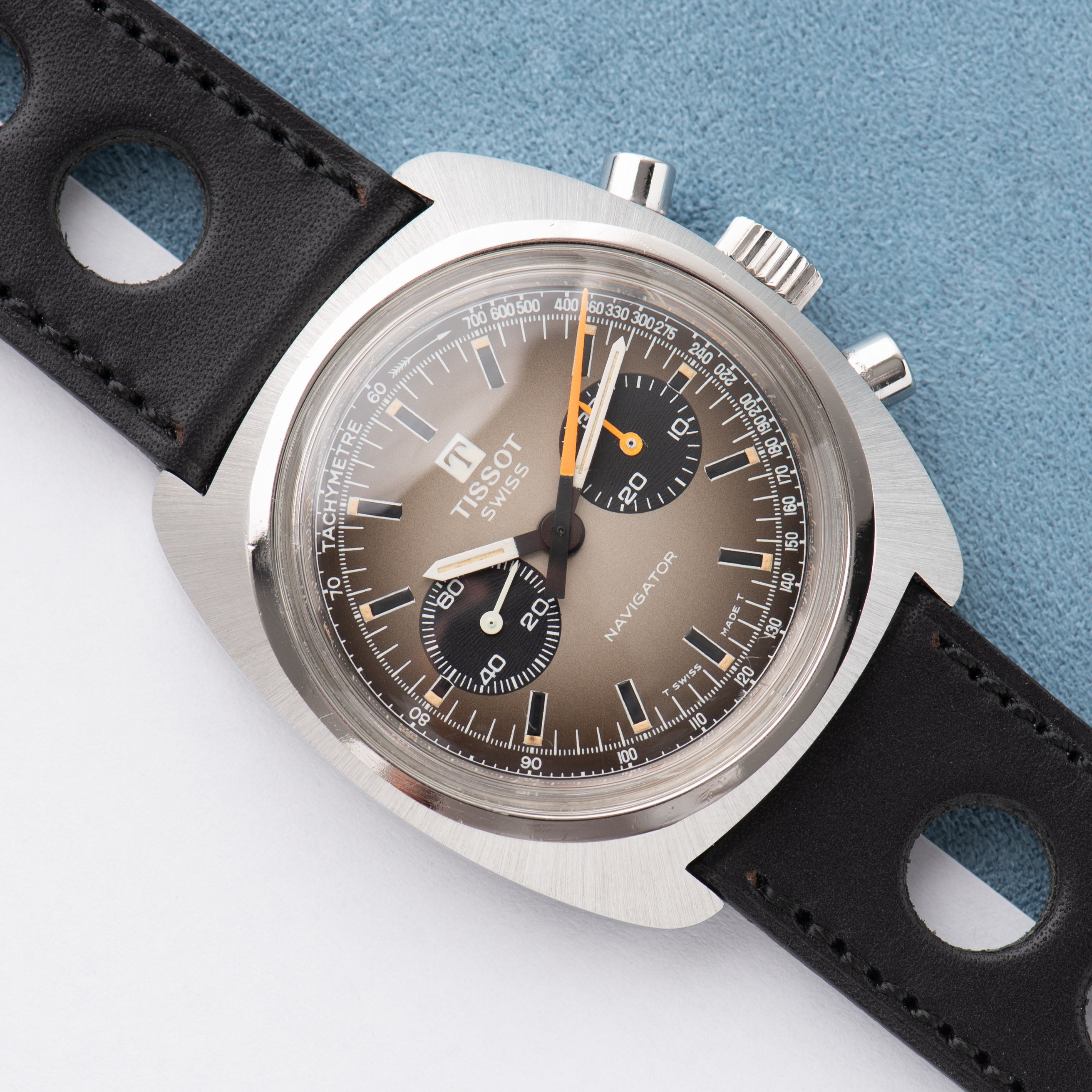 View of Tissot Swiss Navigator Chronograph ref 40521 Lemania 872