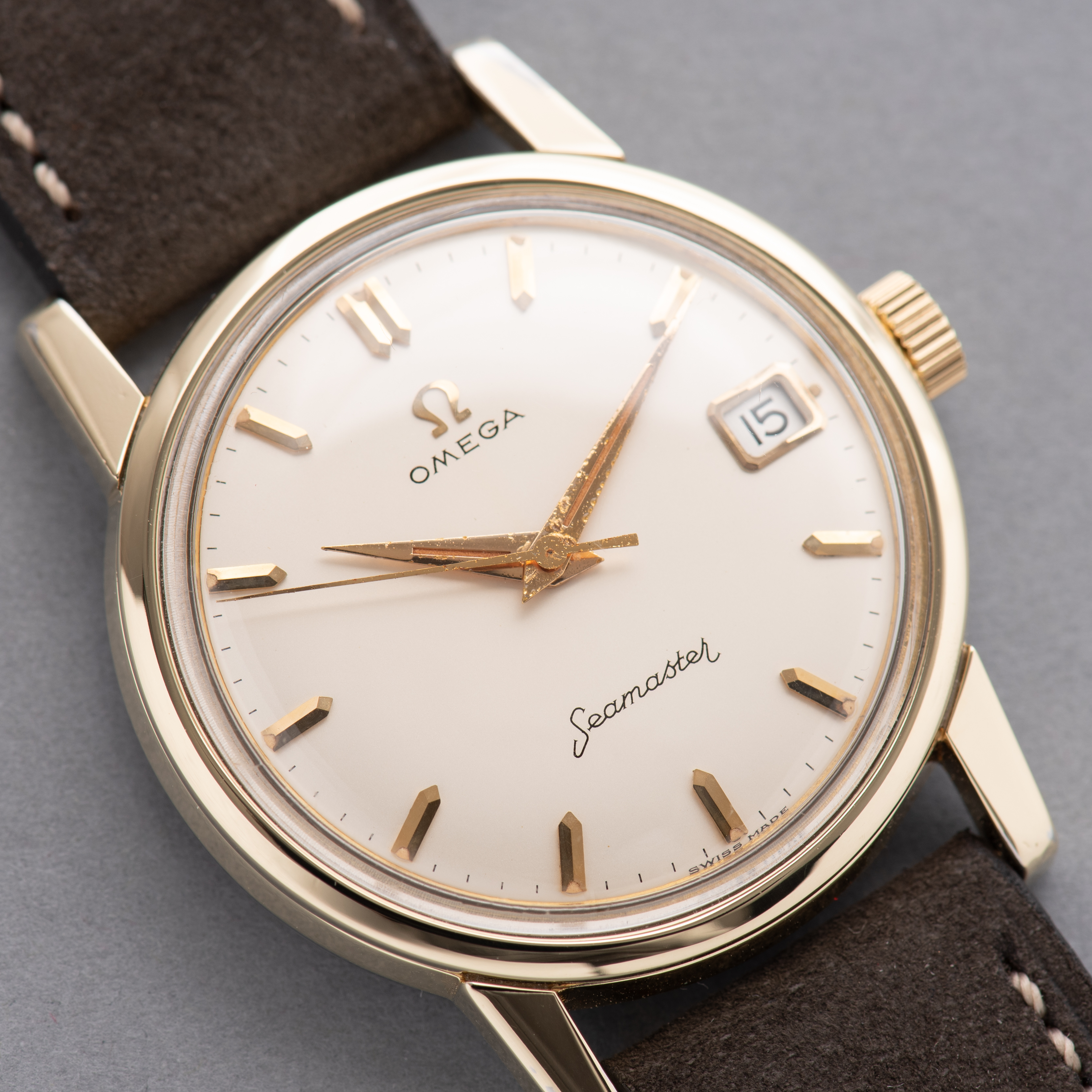 View of Omega Seamaster Gold Capped ref 14384-61 SC from 1962