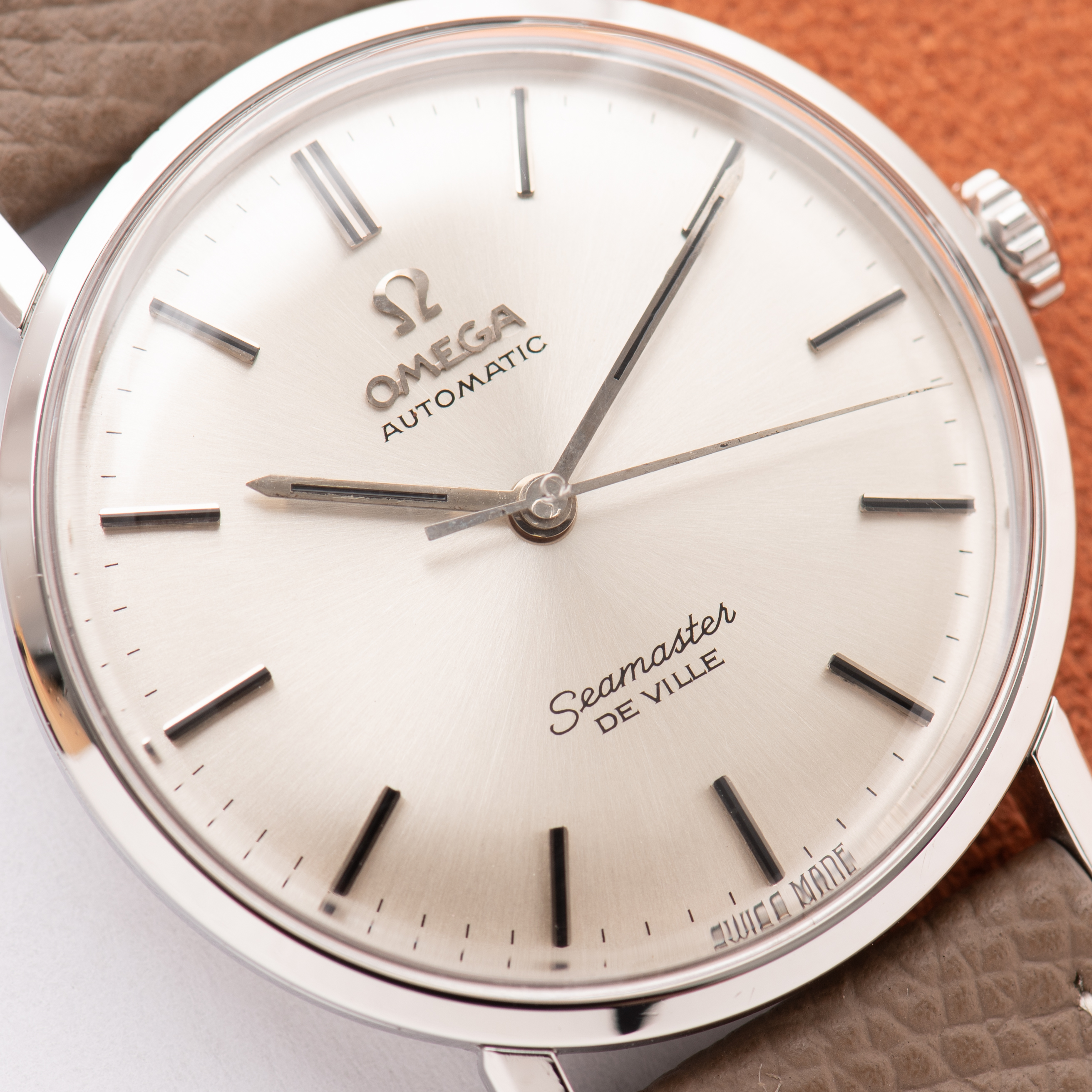 View of Omega Seamaster De Ville Automatic Silver Dial Ref 166.020 from 1964
