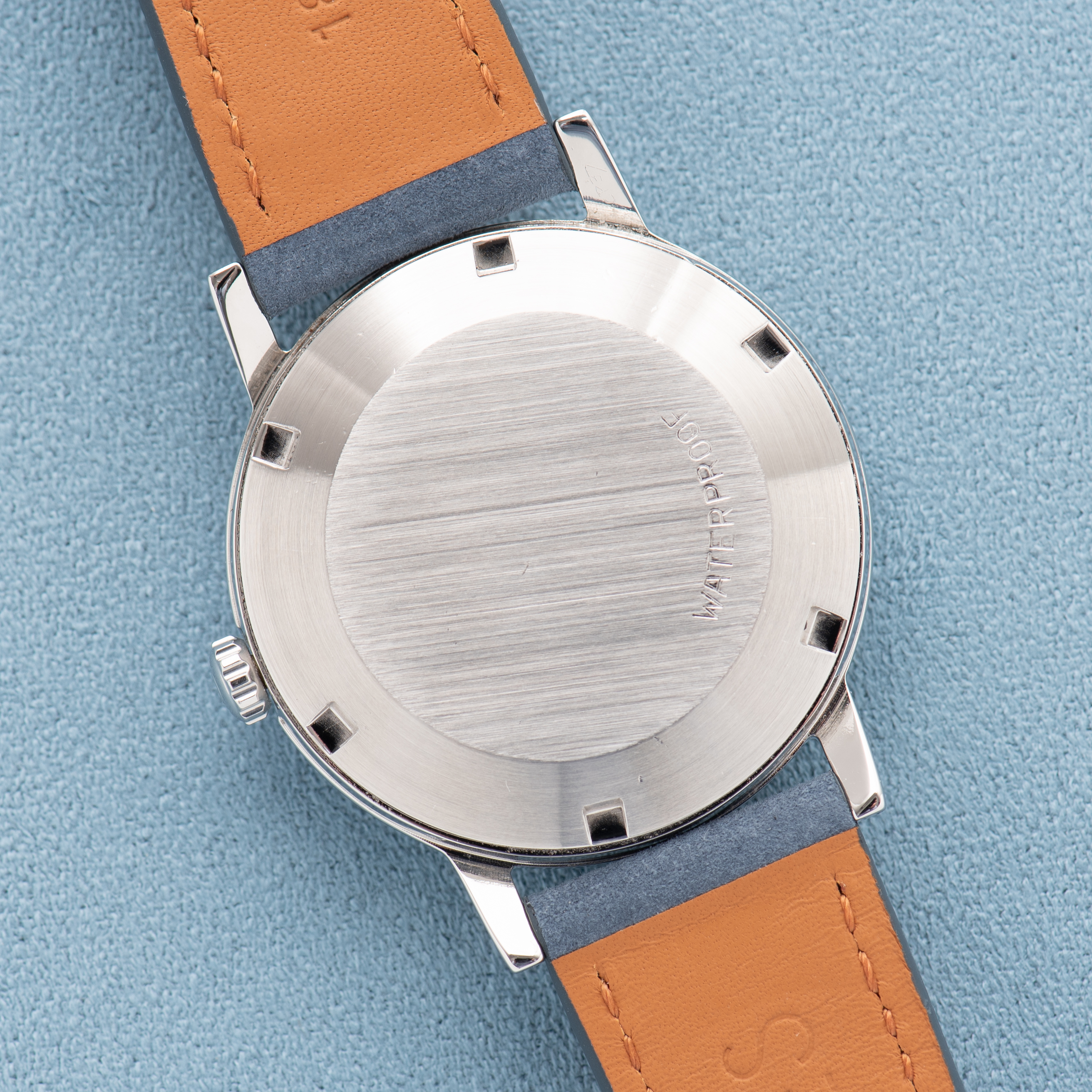 View of Omega Automatic Geneva Date Blue Dial Ref 166.070 from 1969