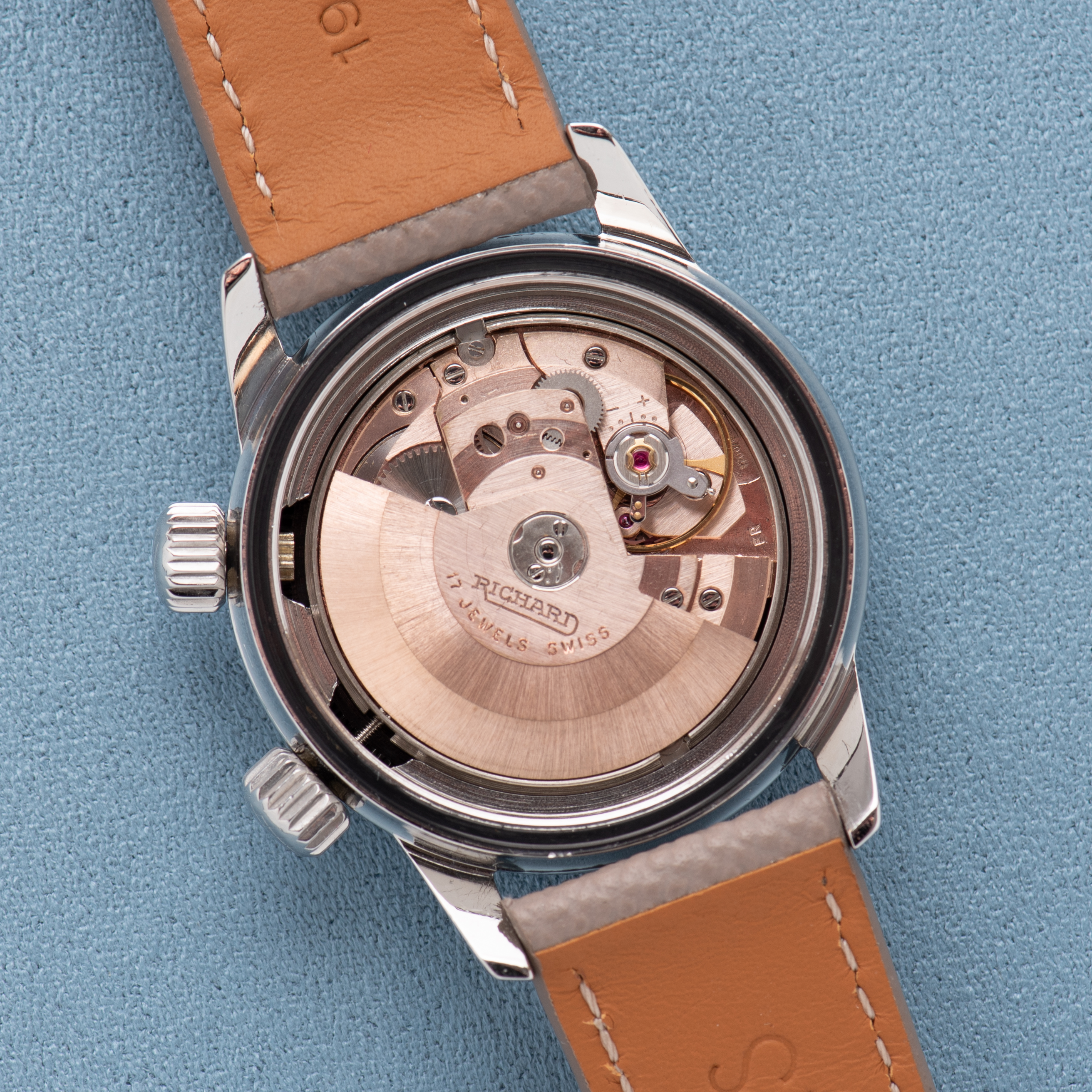Zicht op Richard Super-Compresor Divers Black Gilt Dial Réf 8-65 from 1960