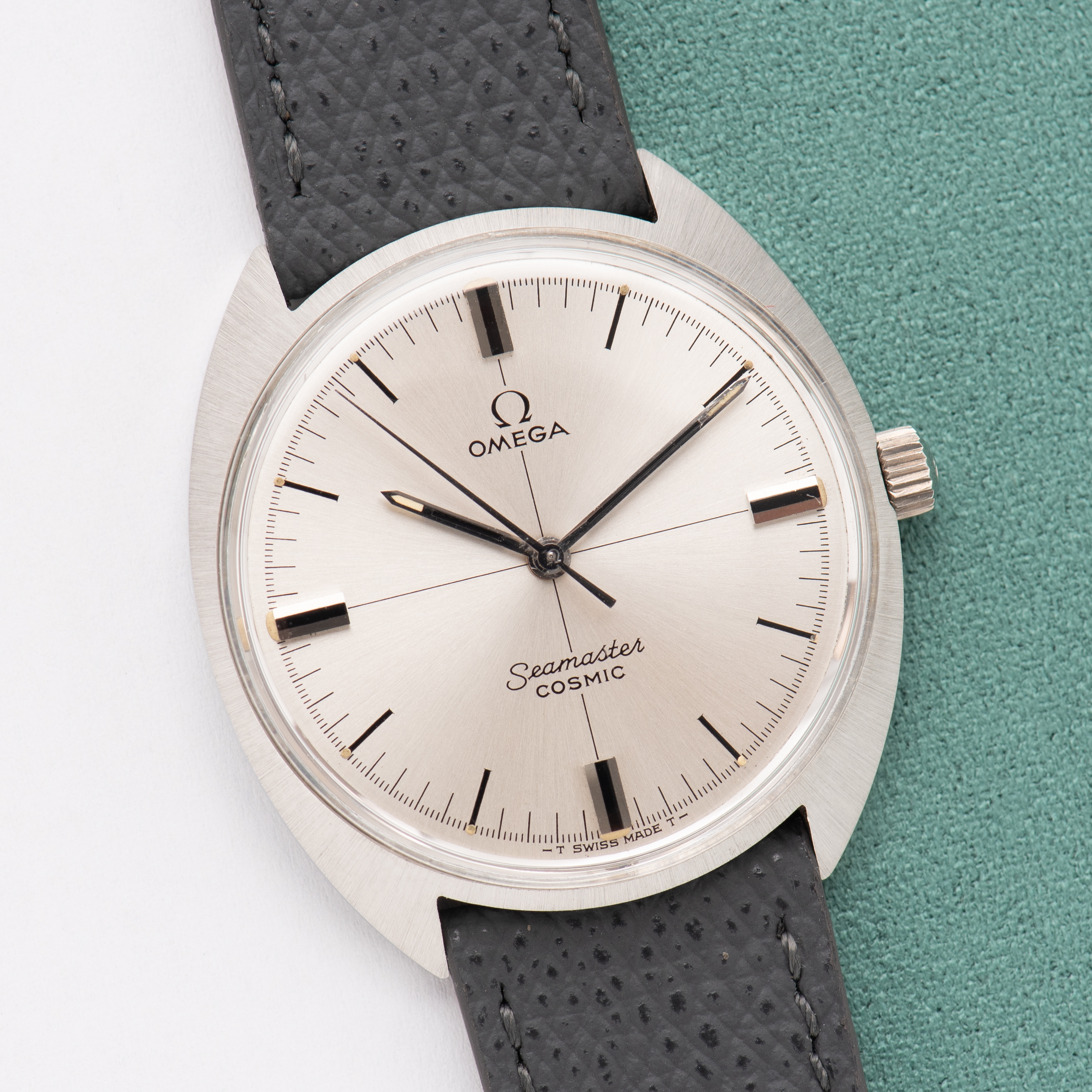 View of Omega Seamaster Cosmic Crosshair Silver Dial Ref 135.017 cal 601 from 1968