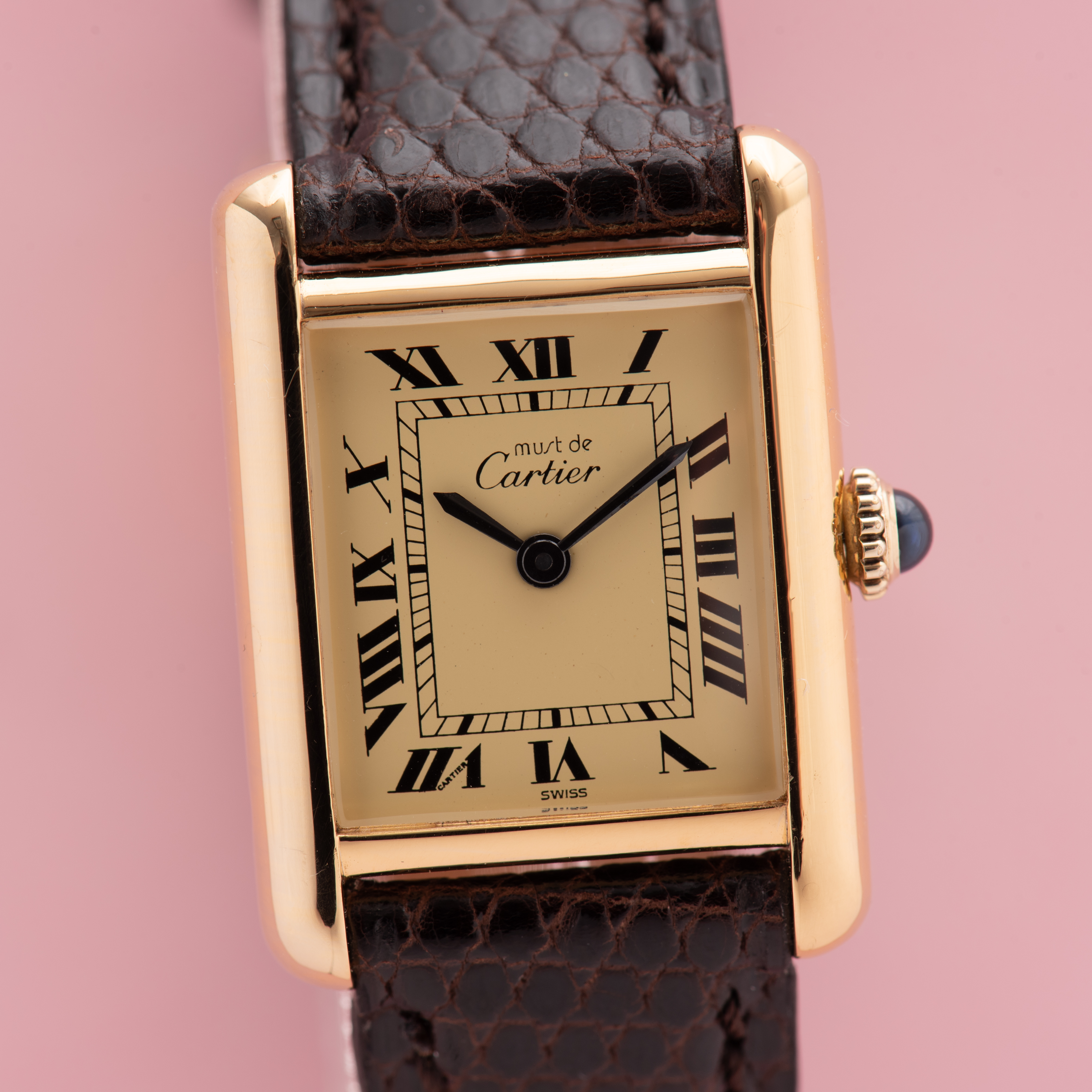 Vue de Cartier Must de Tank Vermeil Roman dial from 1980-90