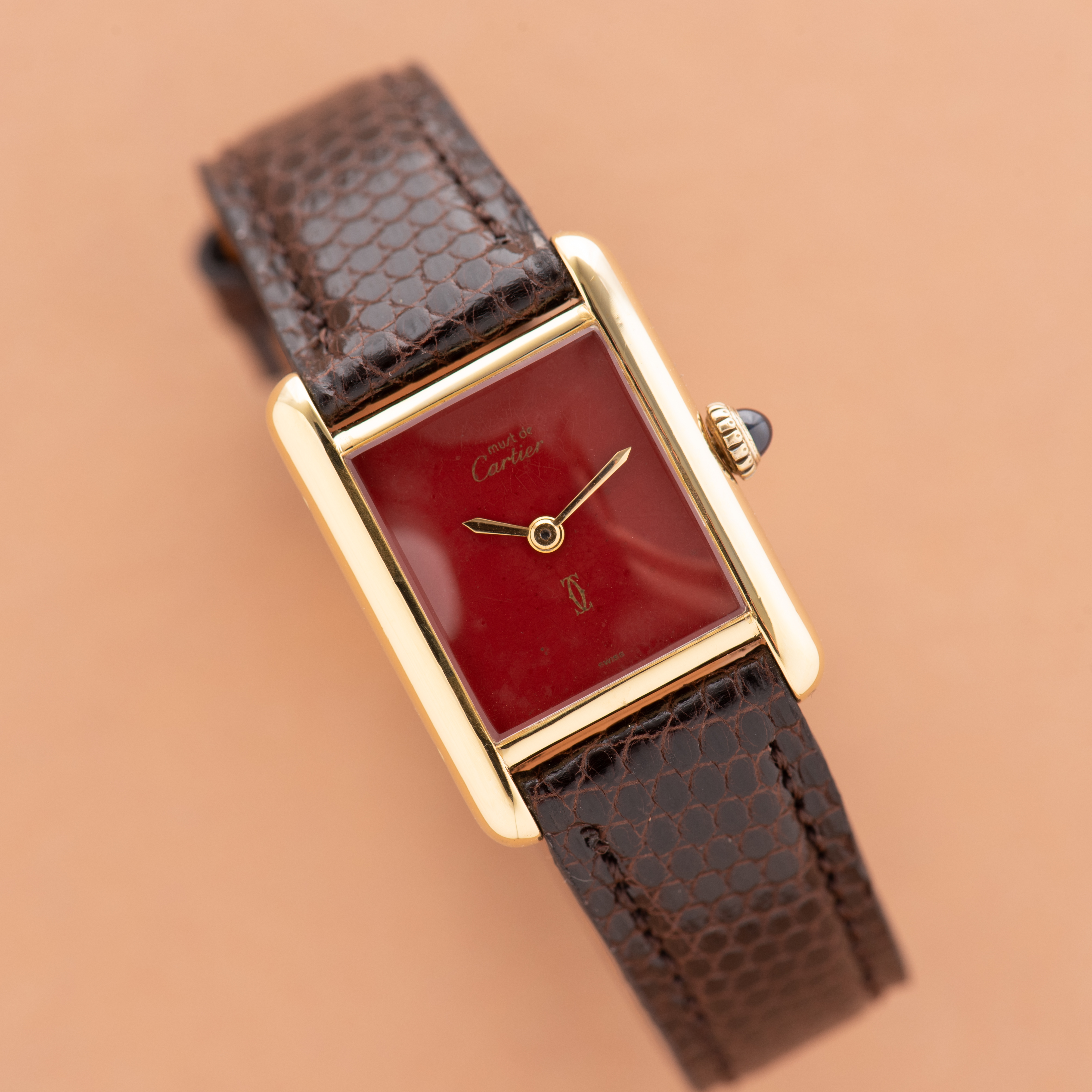 Vue de Cartier Must de Tank de Must Vermeil Bordeau Dial cal 78-1