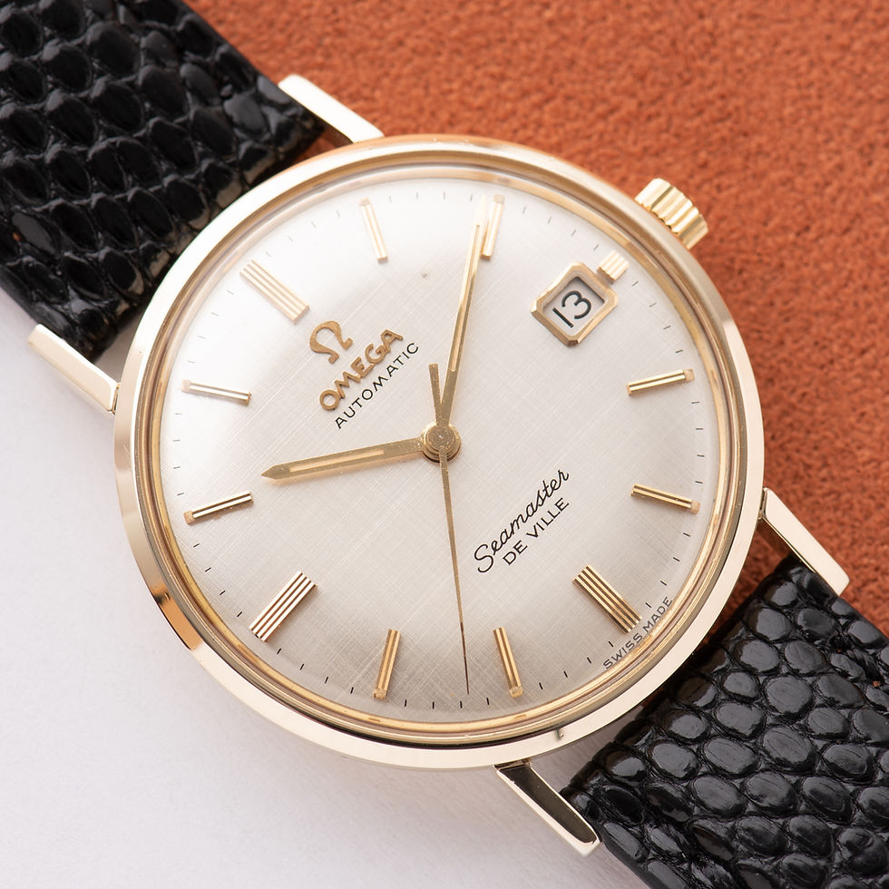 Thumbnail: Omega Seamaster De Ville Automatic Rare Linen Dial 14K Gold Filled Réf 166.020