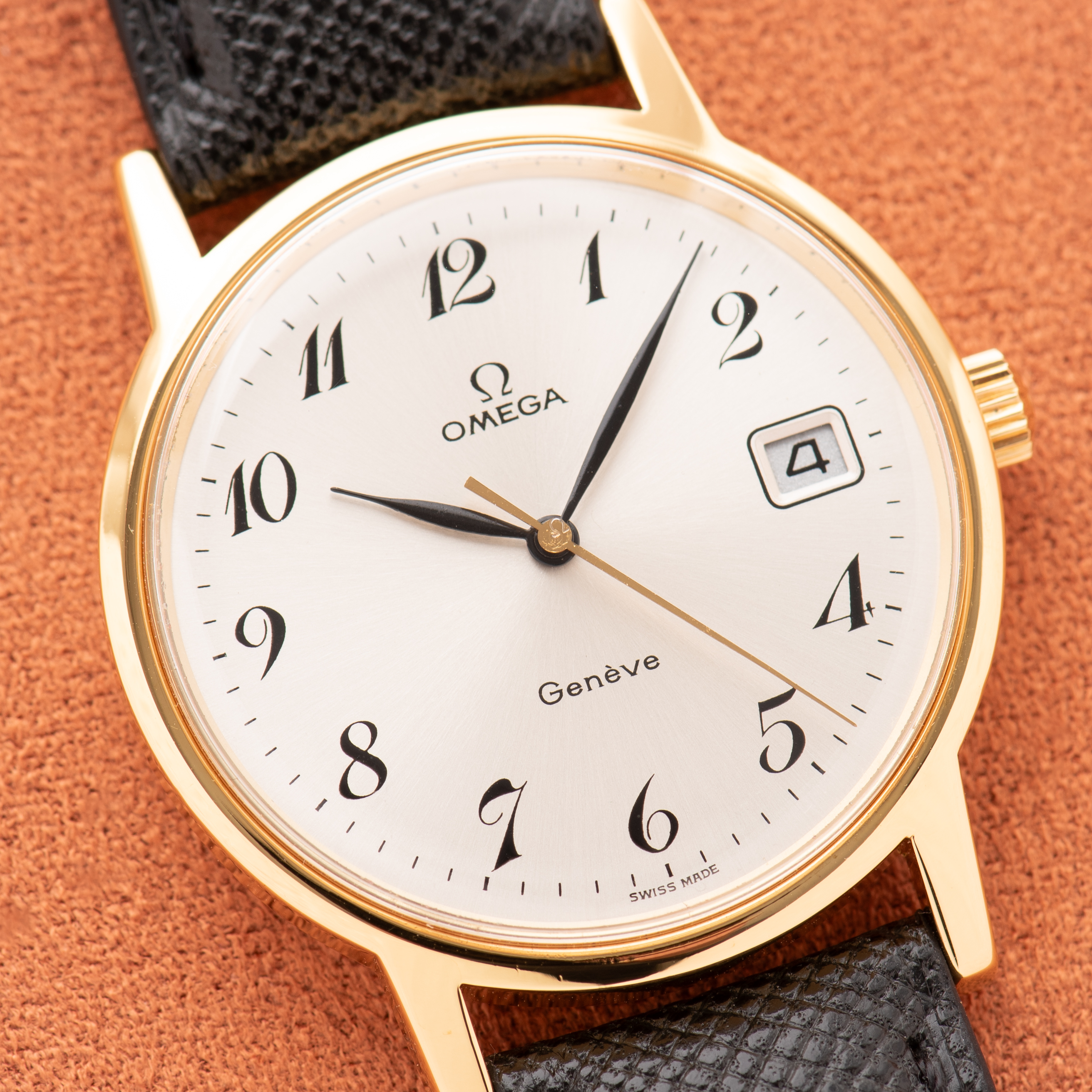 View of Omega Genève Gold Breguet Dial Ref 136.0099 from 1972