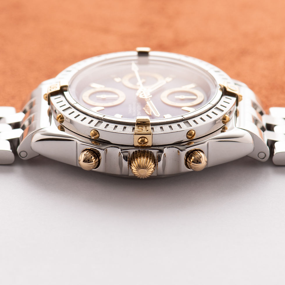 Miniature : Breitling Chronomat Gold/Steel Chronograph Blue dial Réf D13352 FULL SET