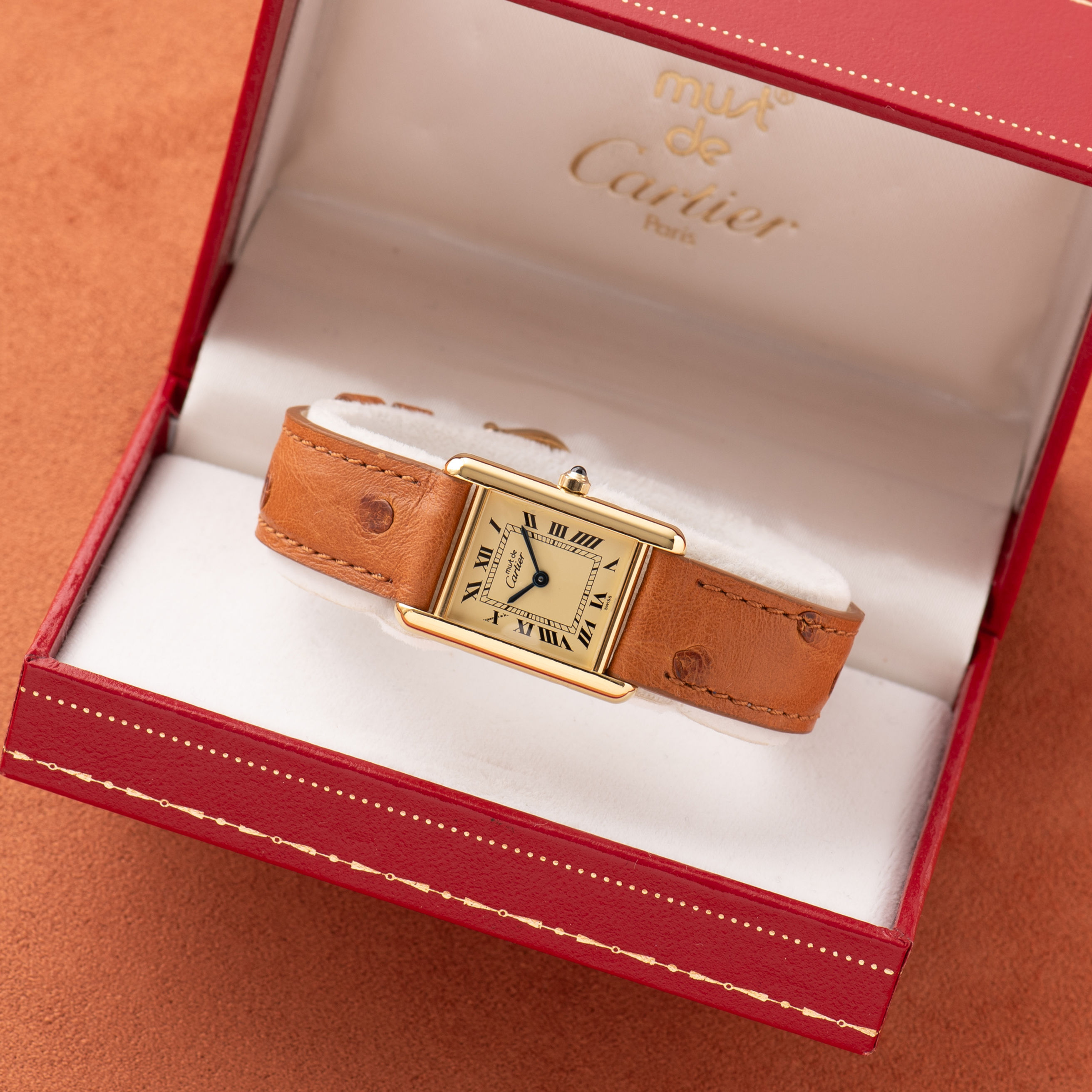 Cartier Must de Tank Vermeil Roman Lemon Dial from 1990