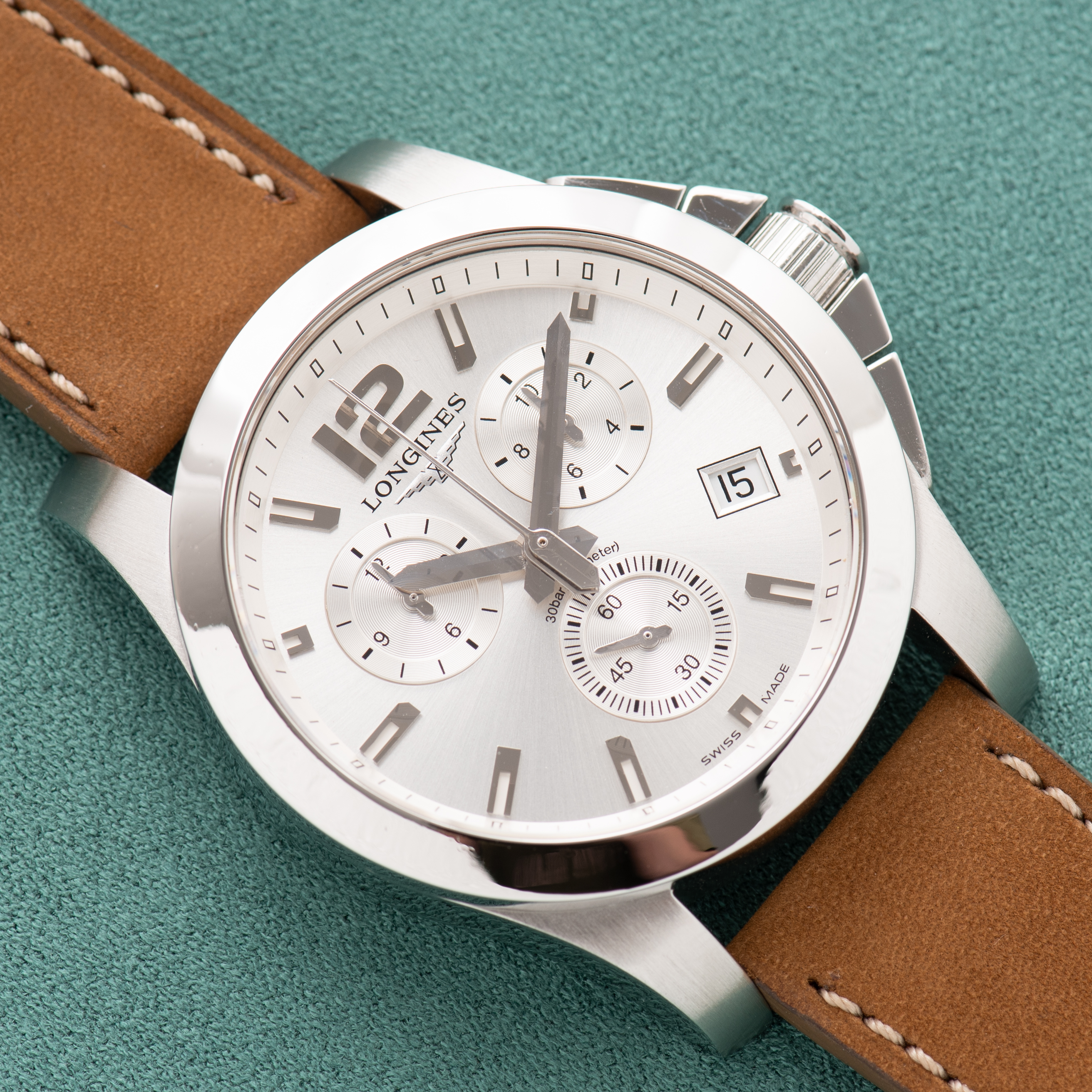 View of Longines Conquest Chronograph Silver Dial L3.660.4
