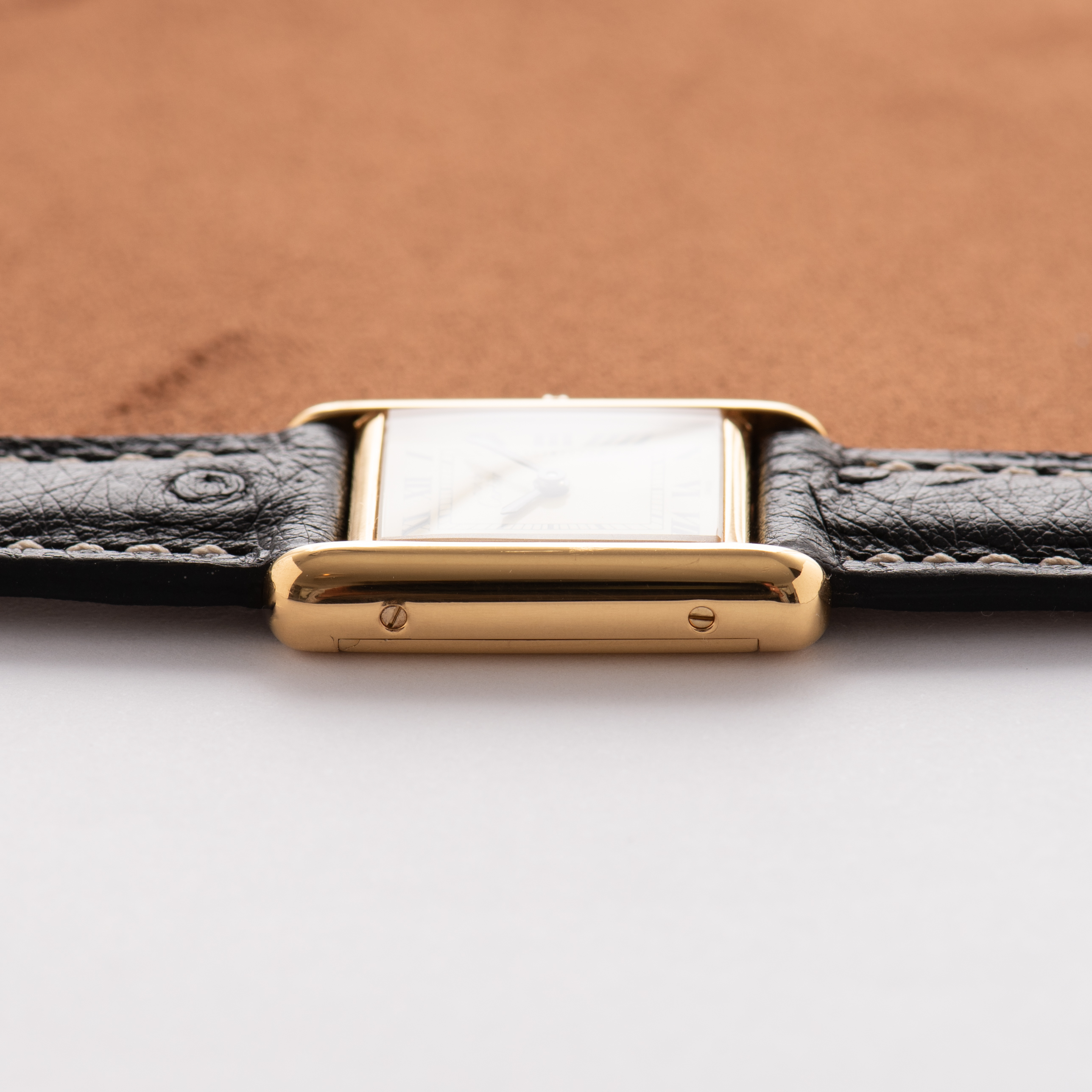Zicht op Cartier Must by Tank Vermeil Roman Lemon Dial PM FULL SET van 1978