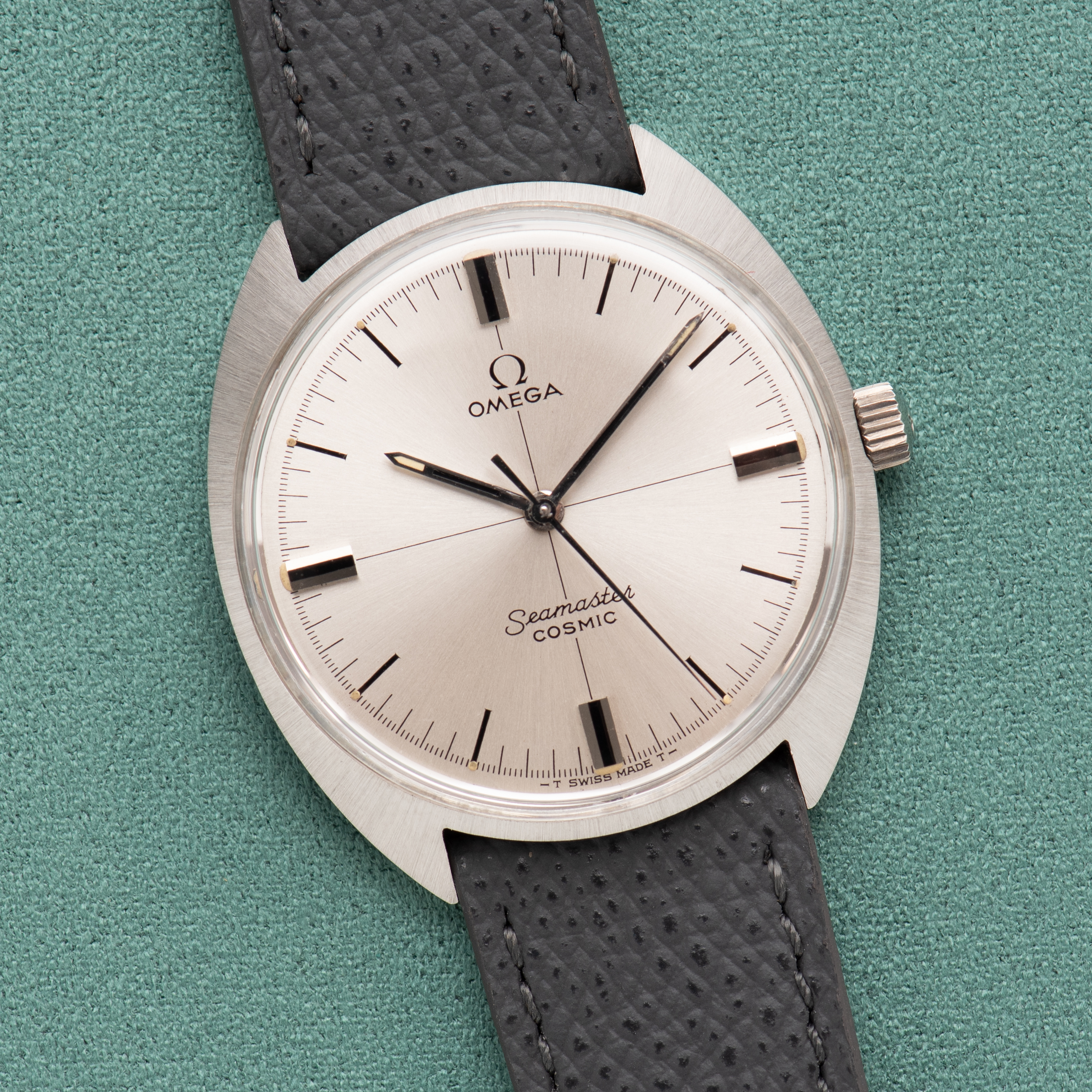 View of Omega Seamaster Cosmic Crosshair Silver Dial Ref 135.017 cal 601 from 1968