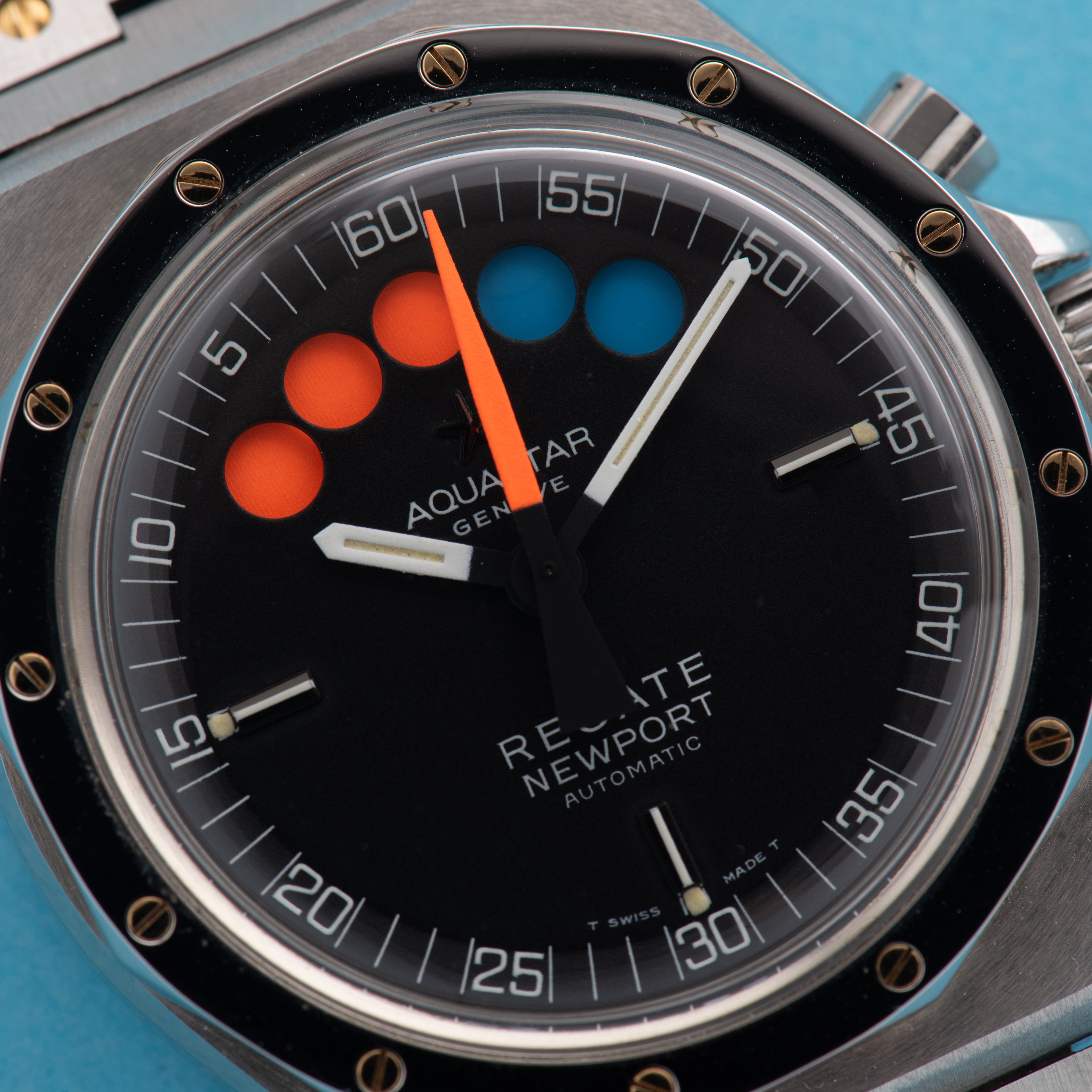 Zicht op Aquastar Geneva Regate Newport ref 9856 New Old Stock