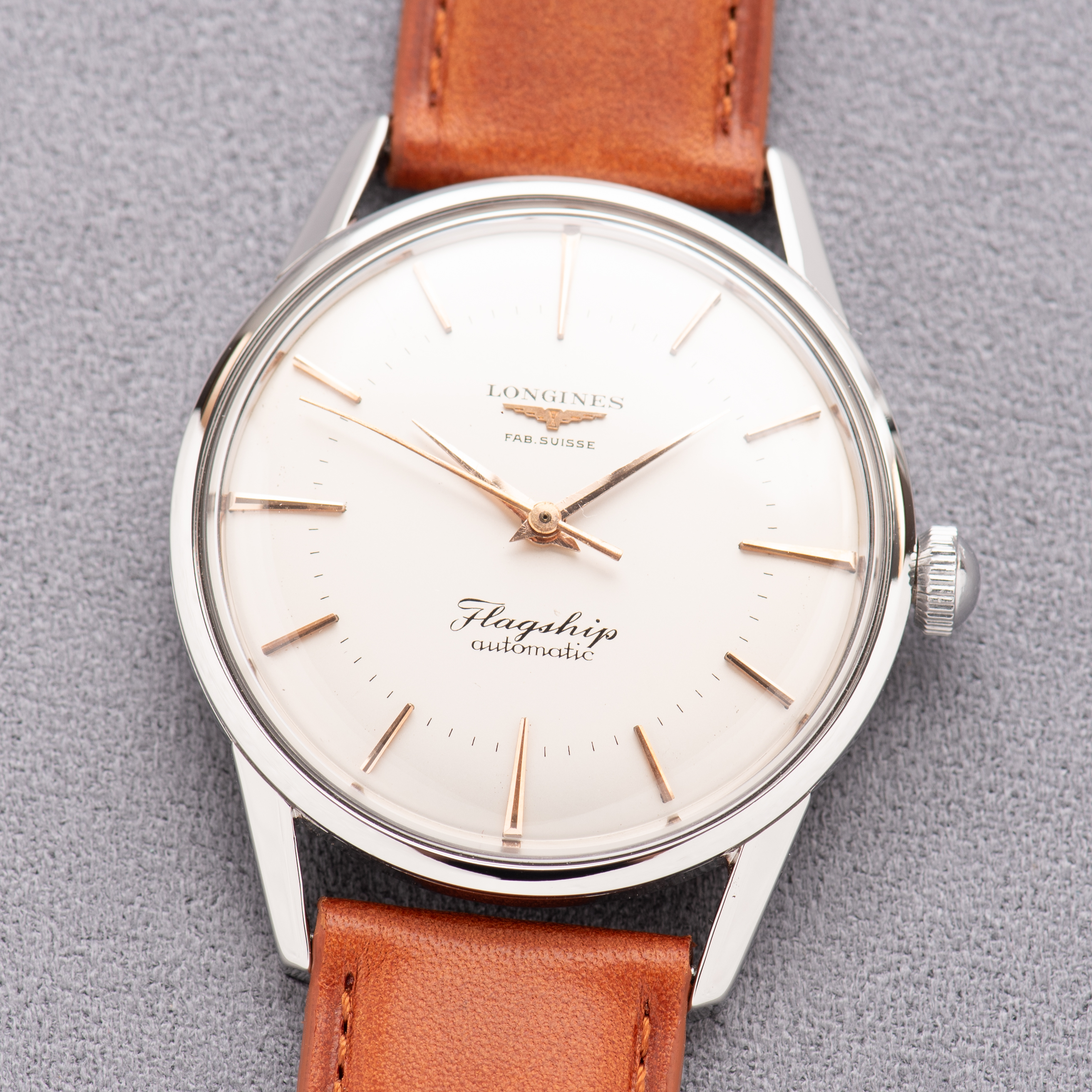 Zicht op Longines Flagship Automatic Steel – Caliber 380 – Ref. 1104 – Circa 1970-1980