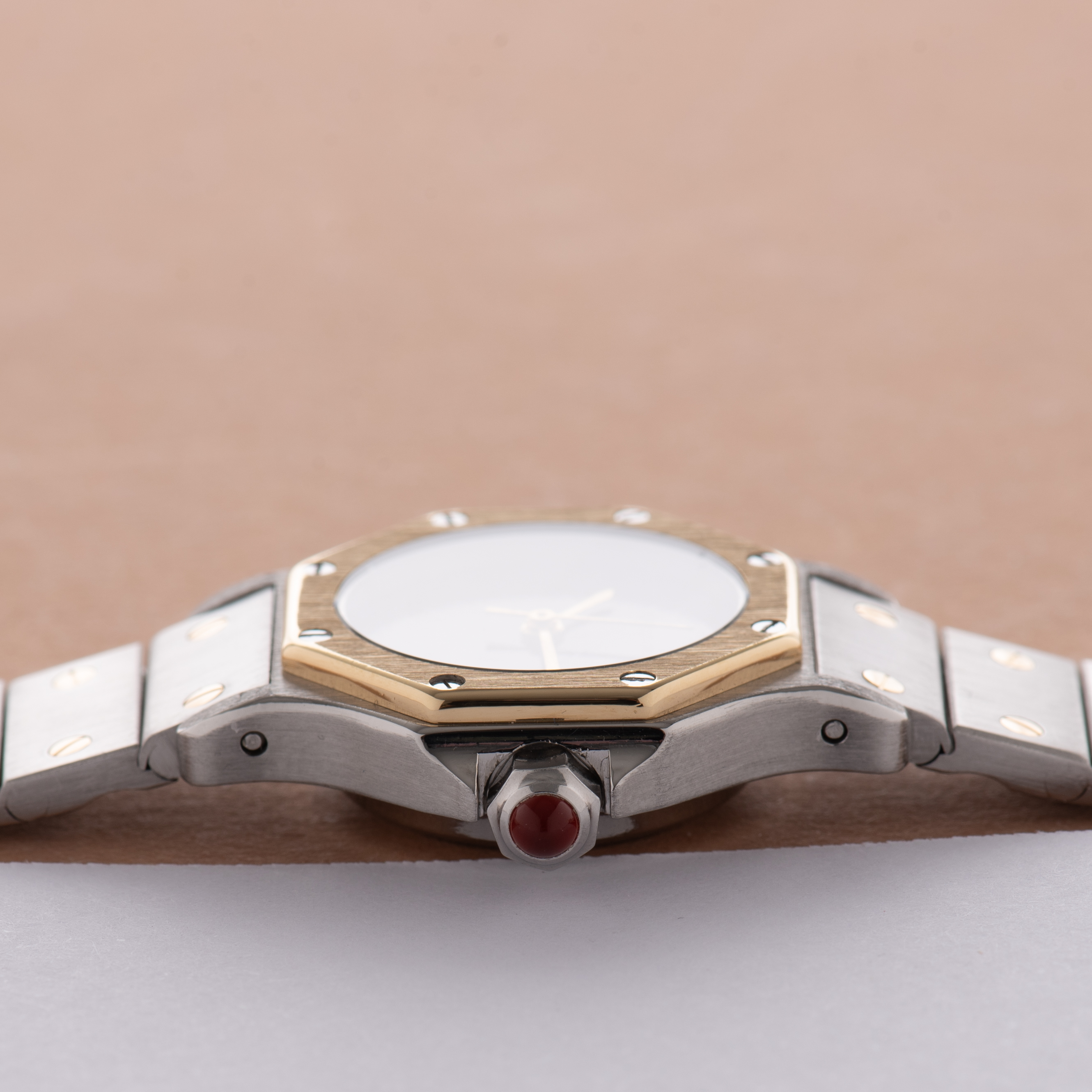 View of Cartier Octagon Burgundy Spider Dial réf 0907