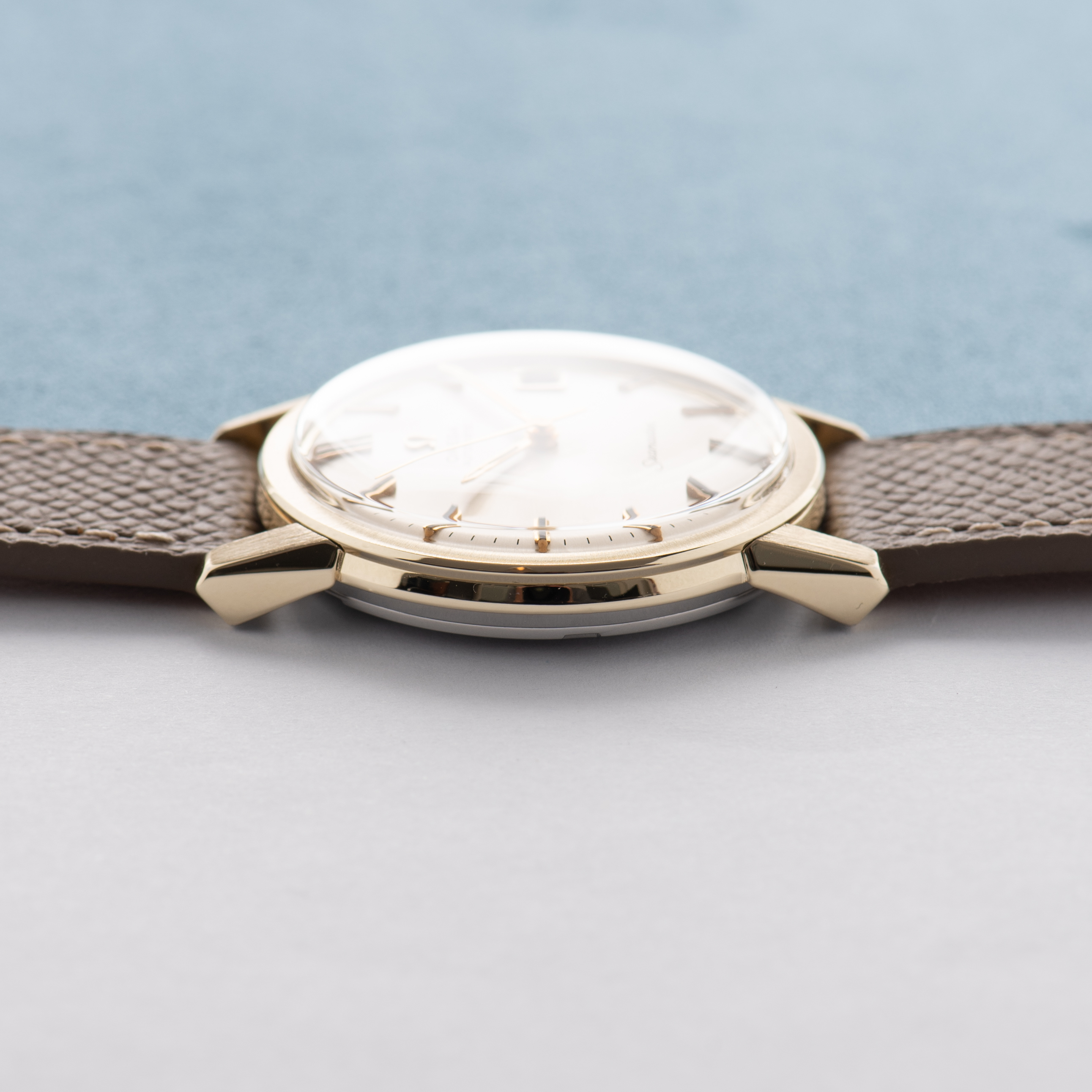 View of Omega Automatic Seamaster Date Silver/Creme Dial Ref 166.003 from 1967