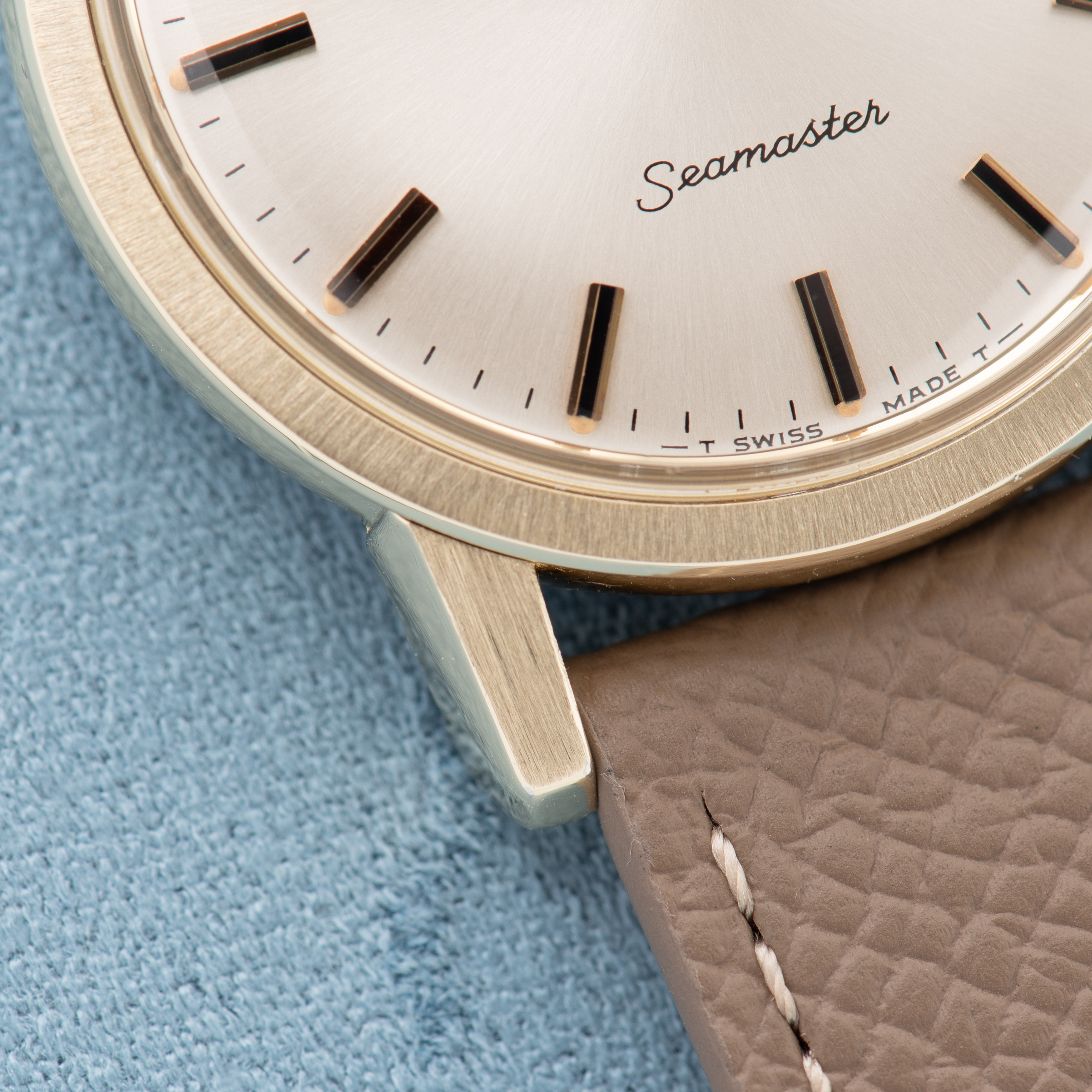 View of Omega Automatic Seamaster Date Silver/Creme Dial Ref 166.003 from 1967