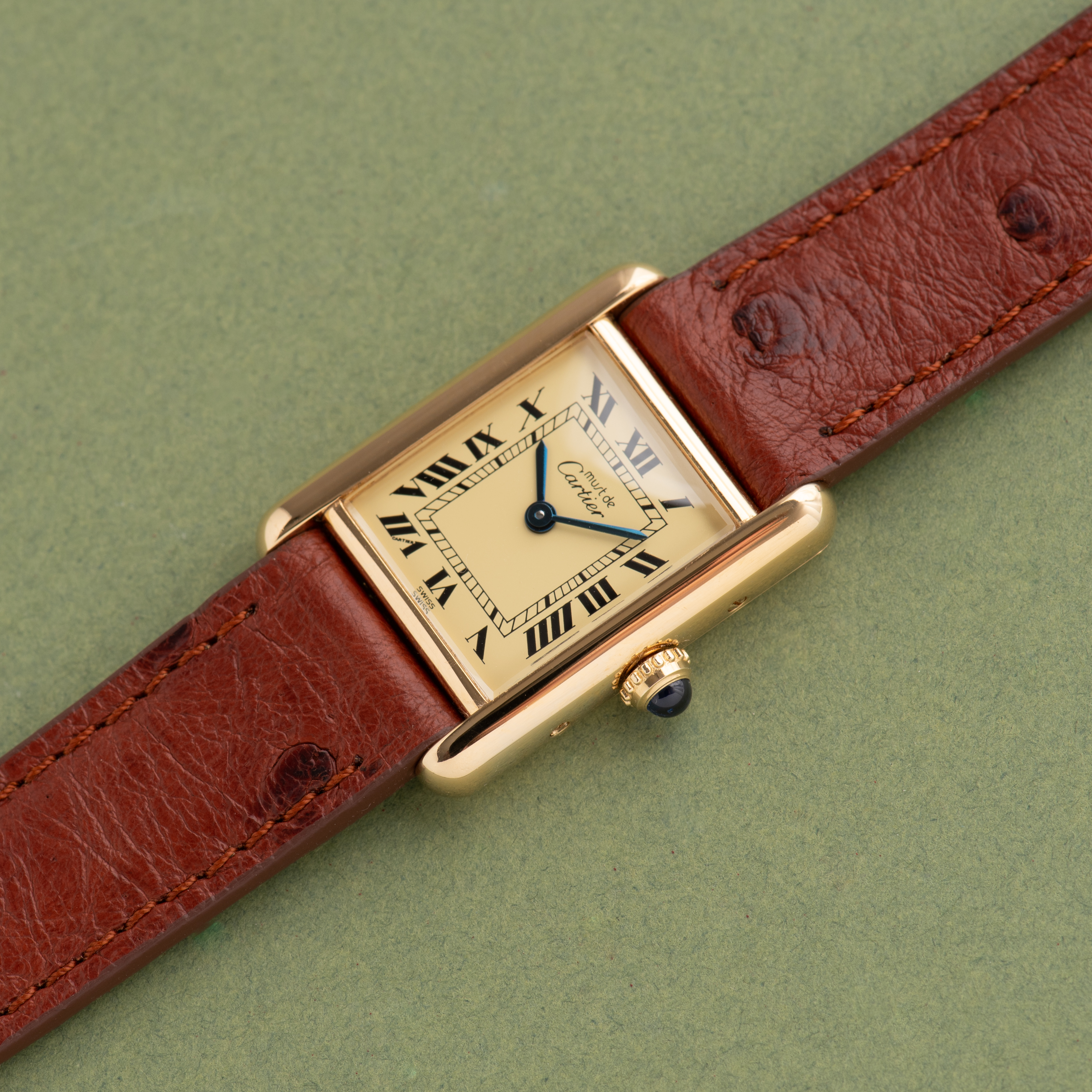 Vue de Cartier Must de Tank Vermeil Quartz Roman Dial cal 157 from 80'