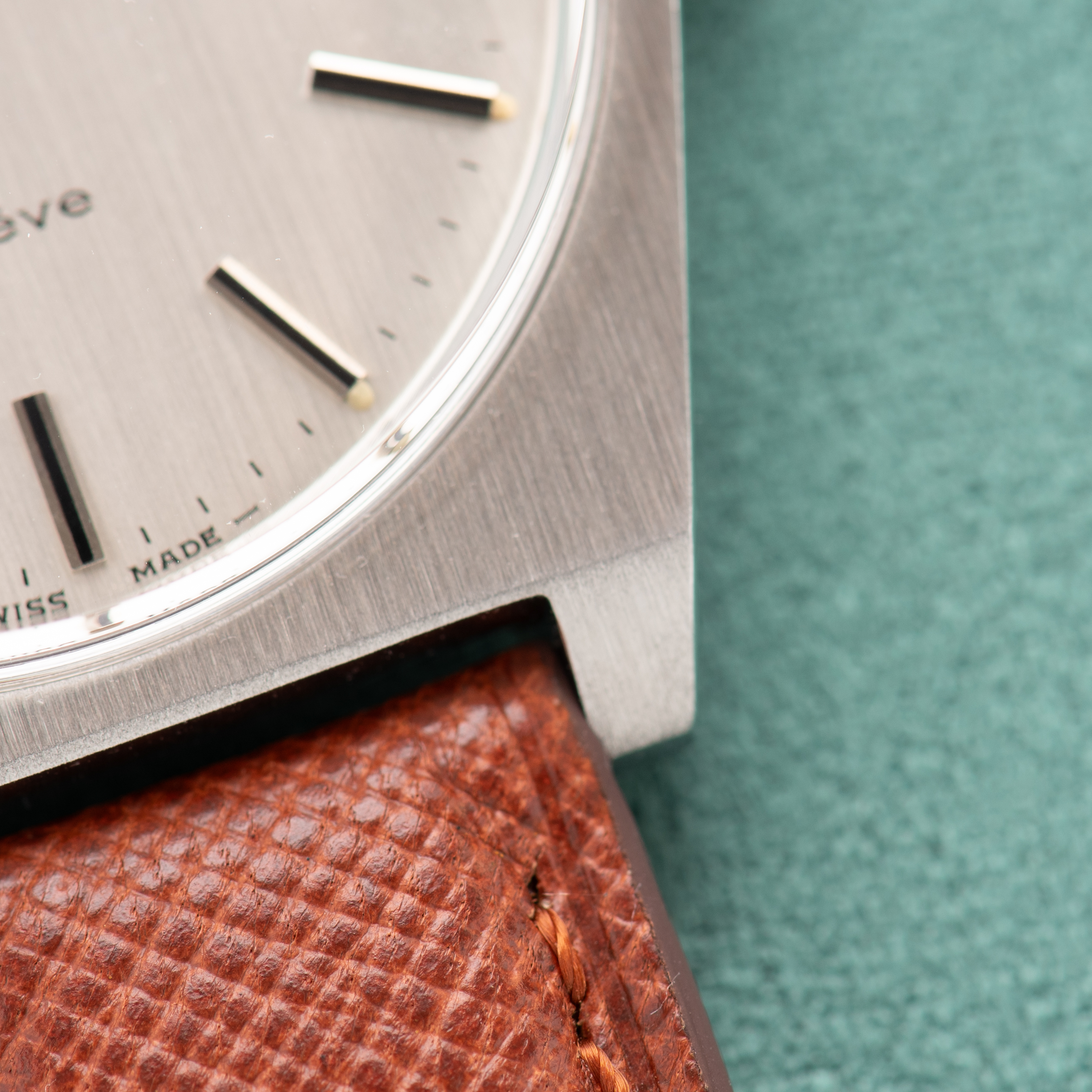 View of Omega Geneva Date Silver Dial Ref 136.0049 from 1969