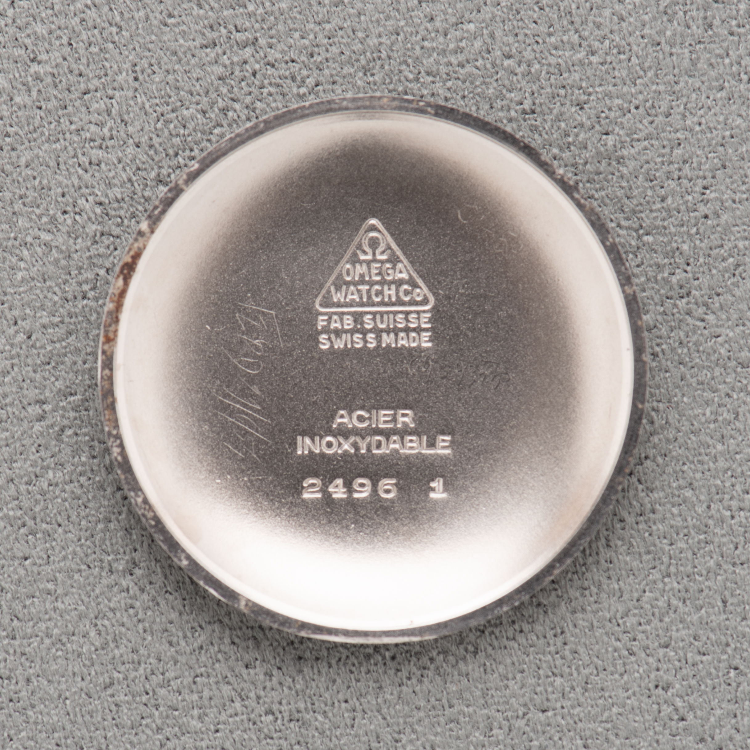 View of Omega Dress Watch Centre Seconds Arabic Dial ref 2496-1 from 1947