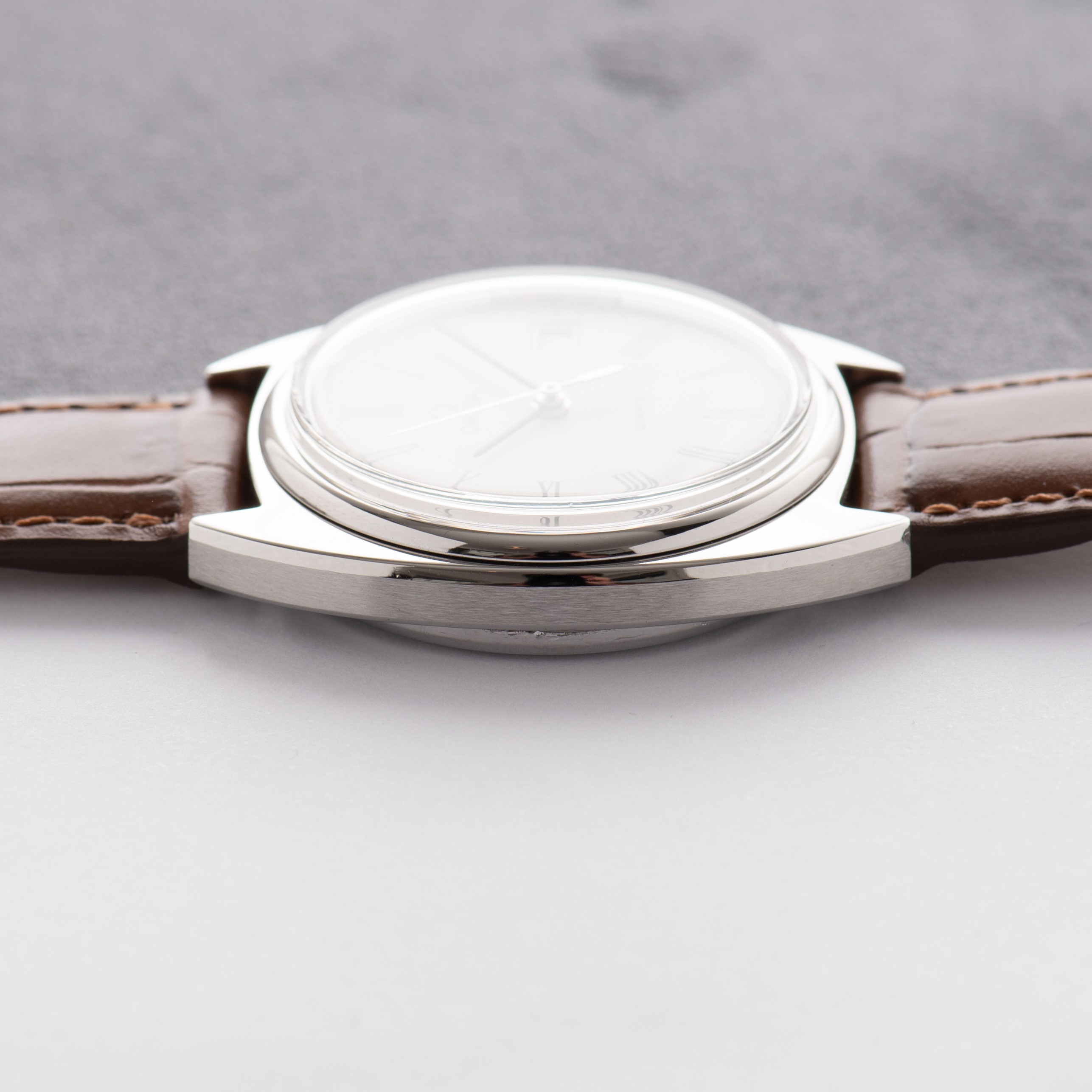 View of Omega Quartz White Roman Dial Ref 196.0121 from 1979
