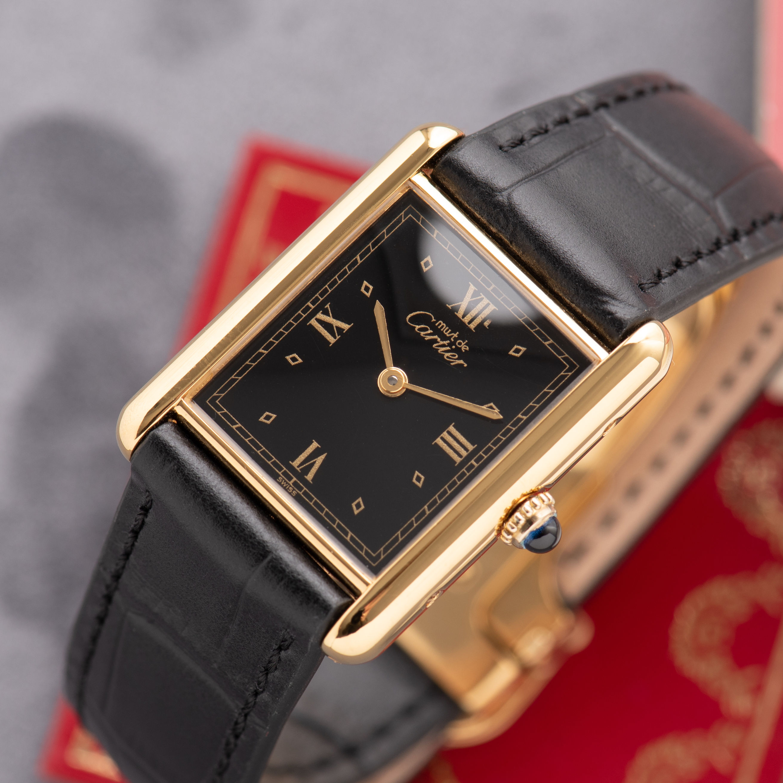 Cartier Tank De Must Vermeil GM Black Dial réf 01017 590005