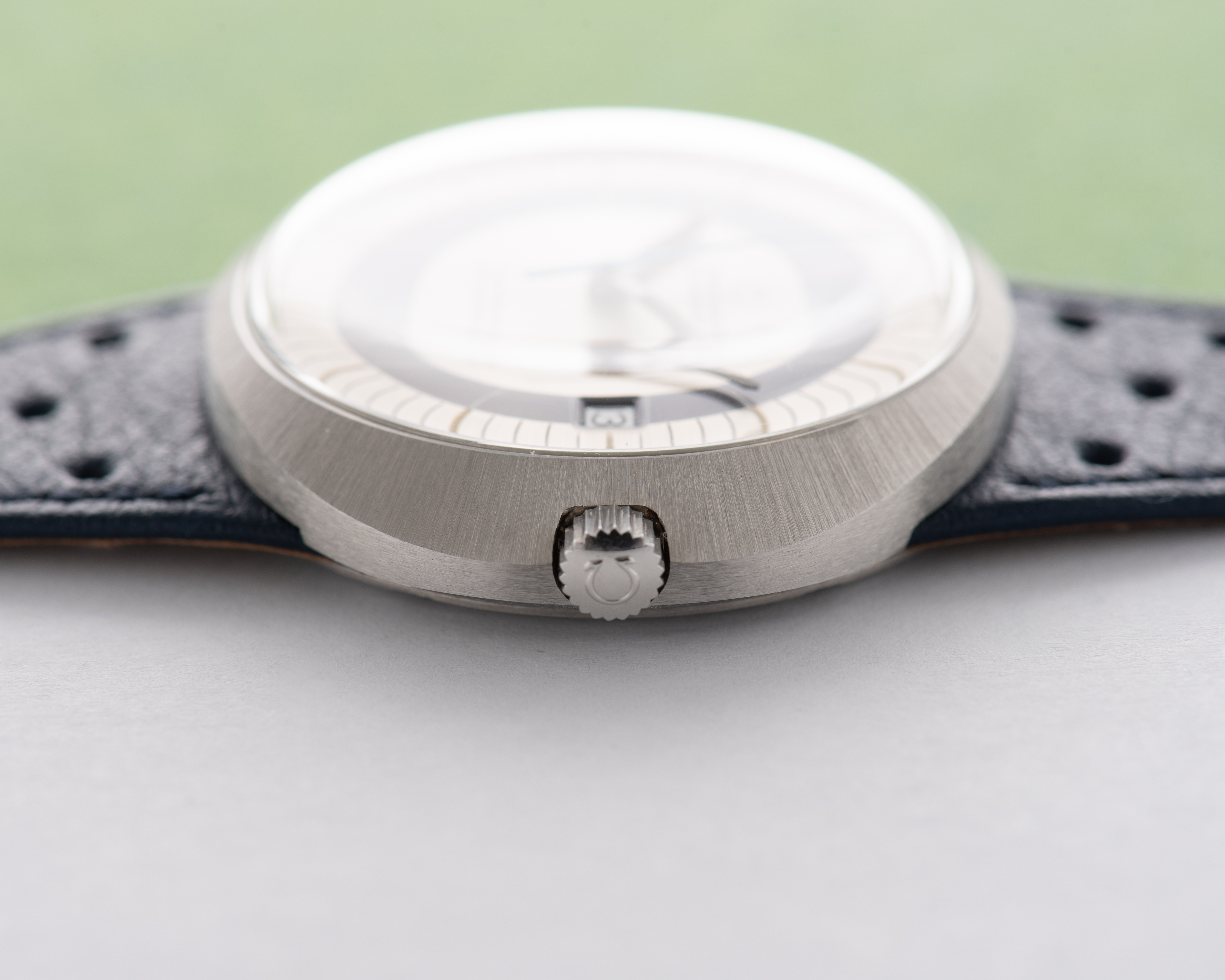 View of Omega Genève Dynamic Automatic Blue Dial from 1968 Ref 166.039