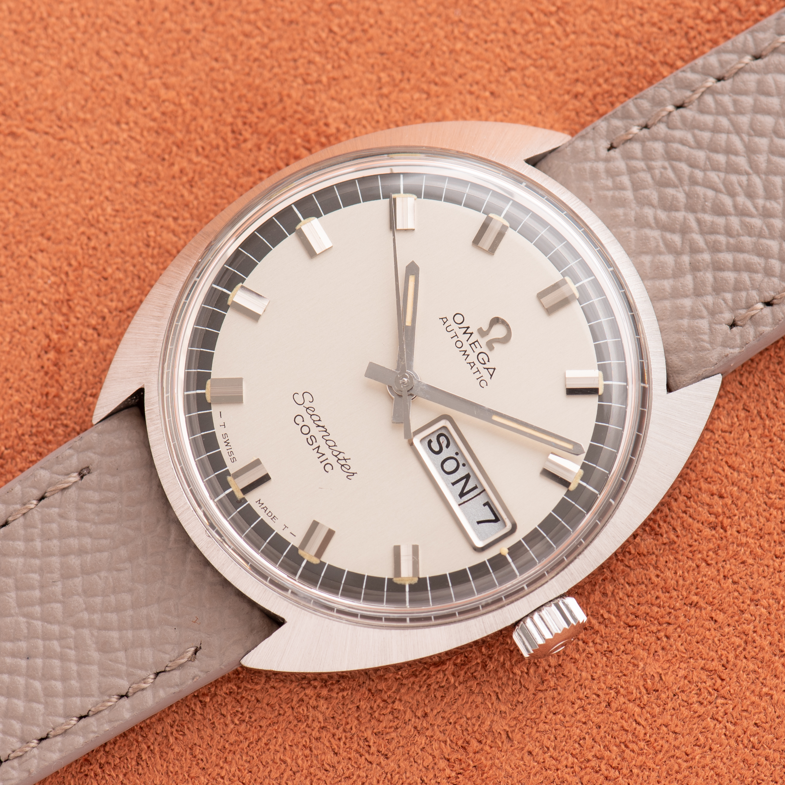 View of Omega Automatic Seamaster Cosmic Day Date Automatic cal 752 Ref 166.036