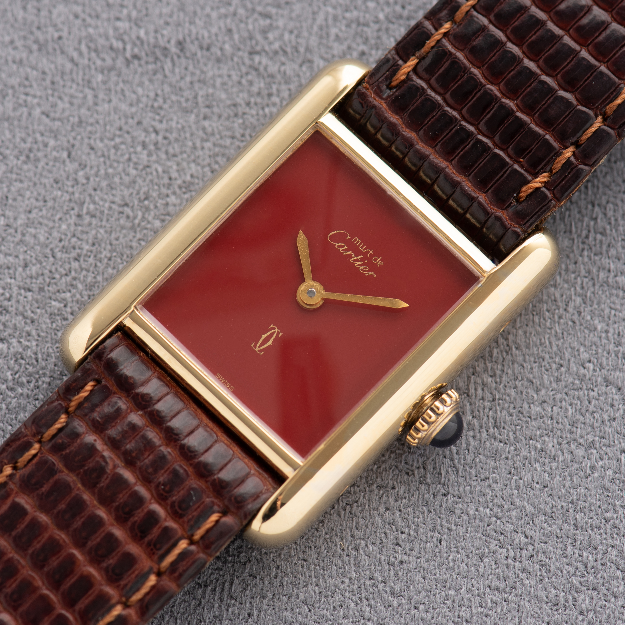 Vue de Cartier Must de Tank de Must Vermeil Burgundy Dial from 1980