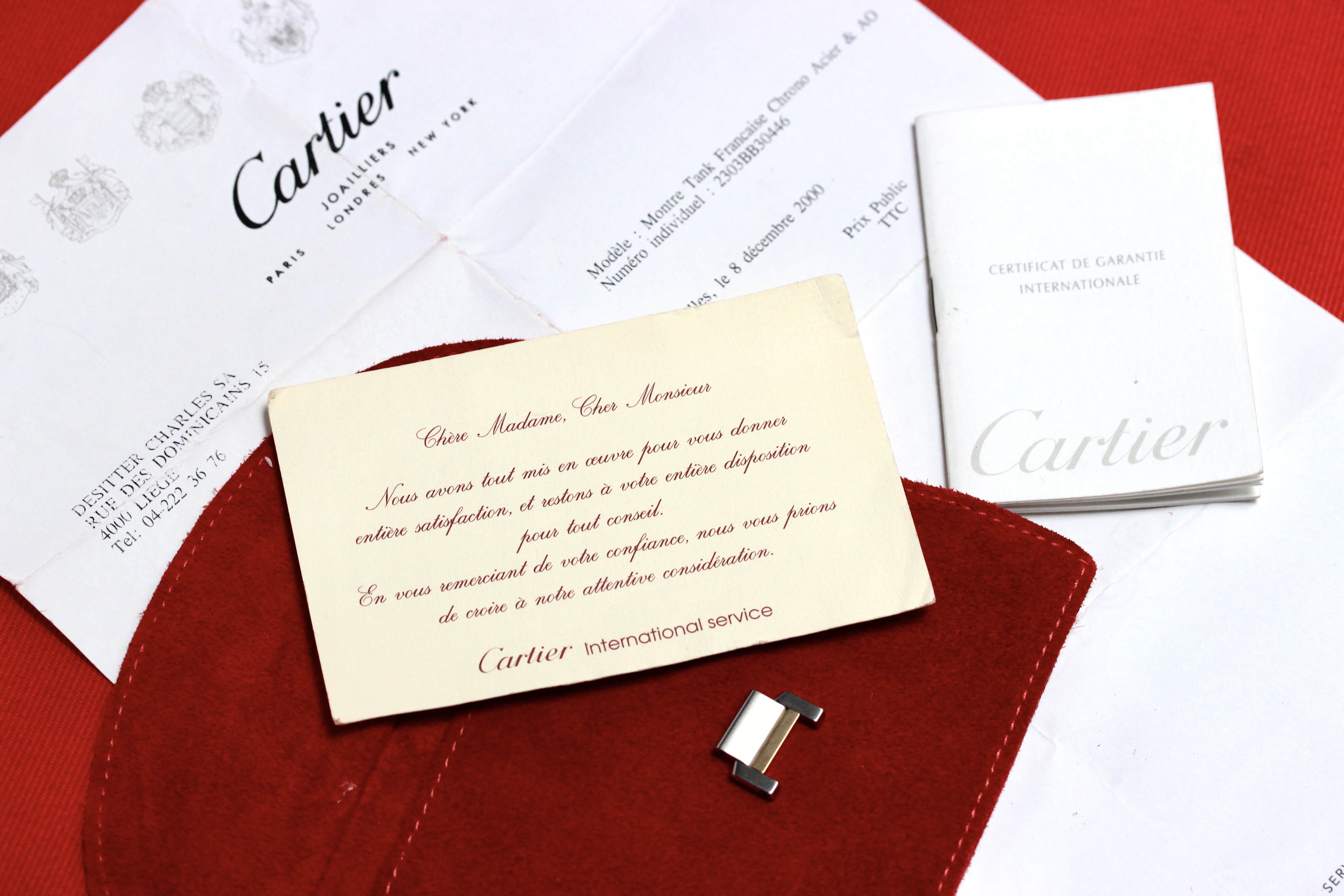 Zicht op Cartier Tank Frans ref 2303 goud/staal