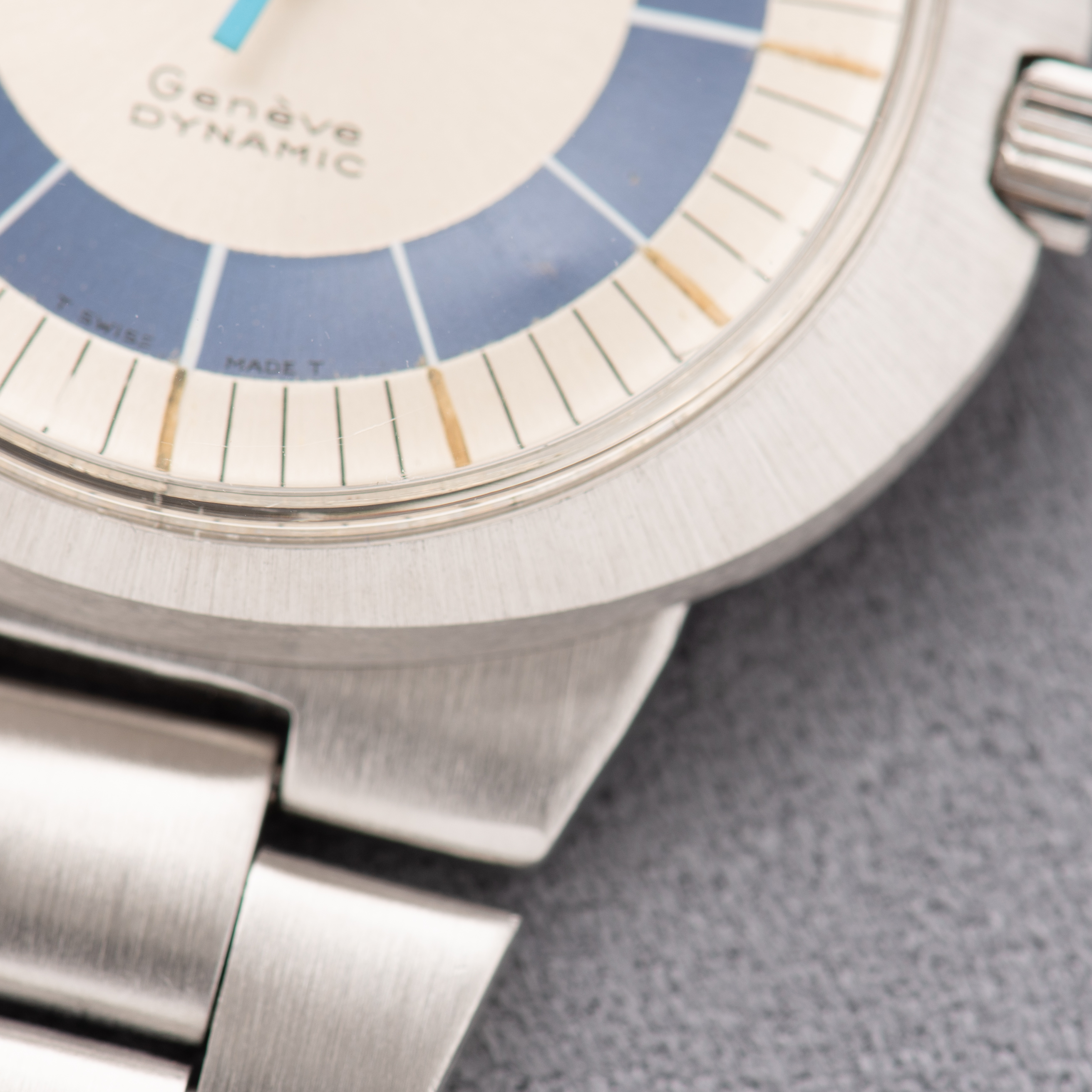 View of Omega Geneva Dynamic Mechanics Blue Dial from 1969 Ref 166.039