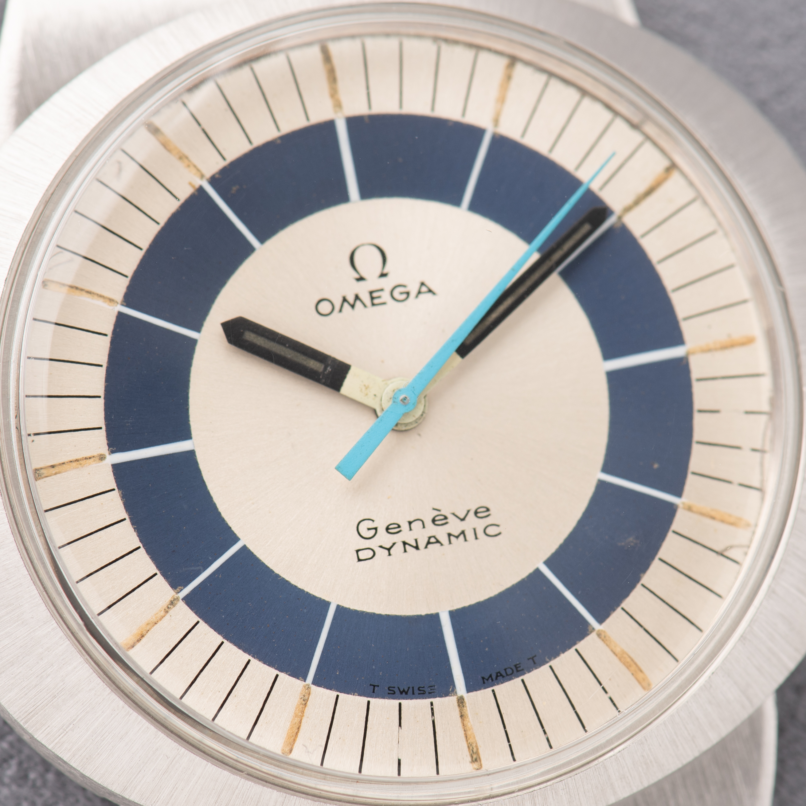View of Omega Geneva Dynamic Mechanics Blue Dial from 1969 Ref 166.039