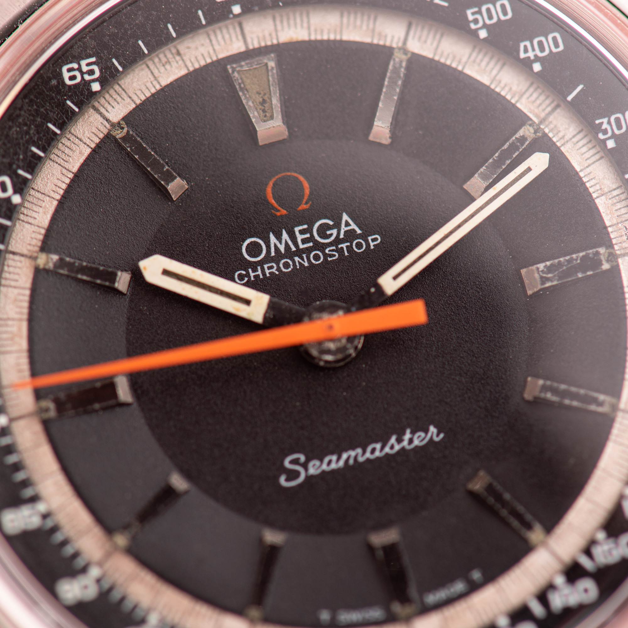 Zicht op Omega Chronostop Seamaster cal 865 réf 145.007 from 1968