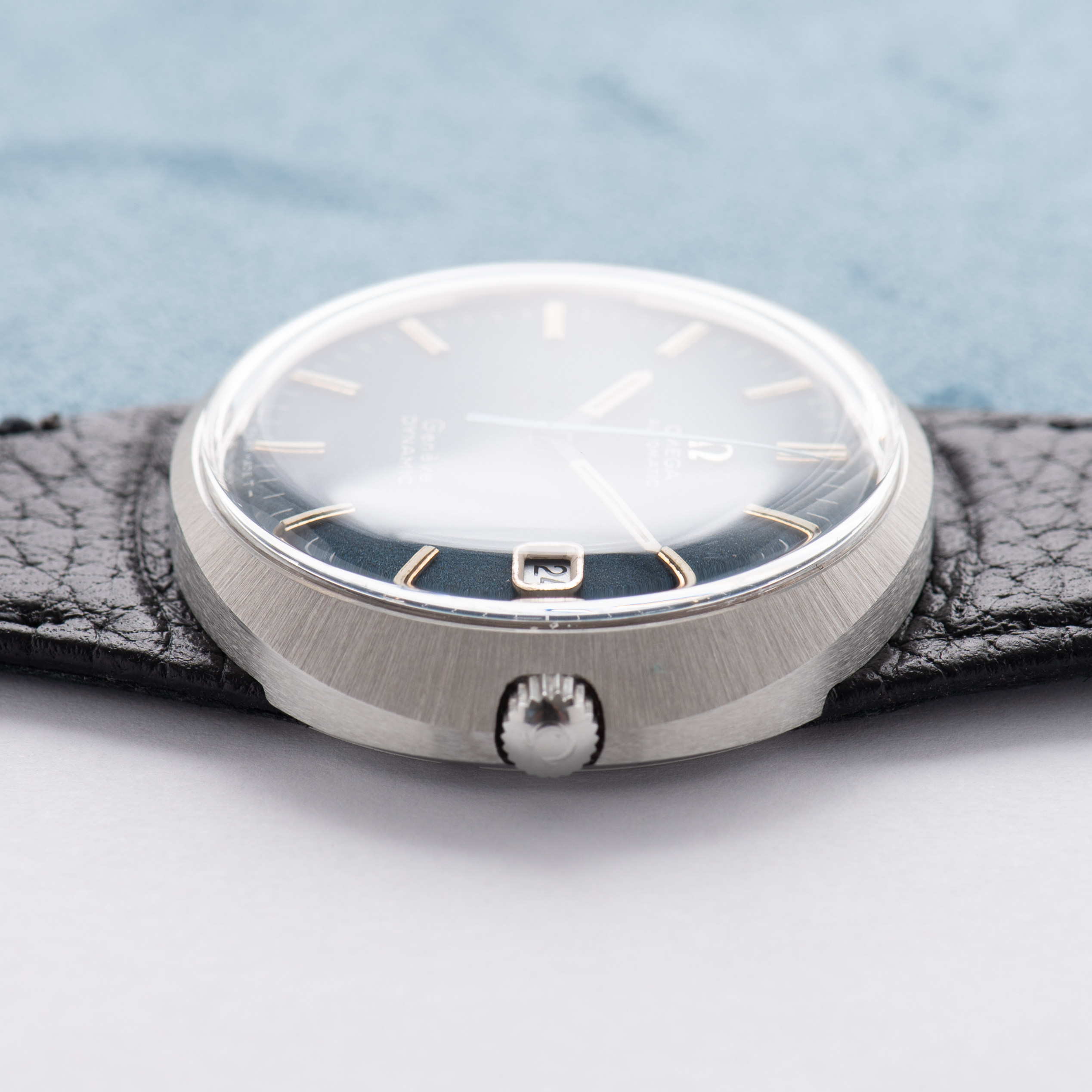 View of Omega Genève Dynamic Automatic Blue Dial from 1968 Ref 166.039