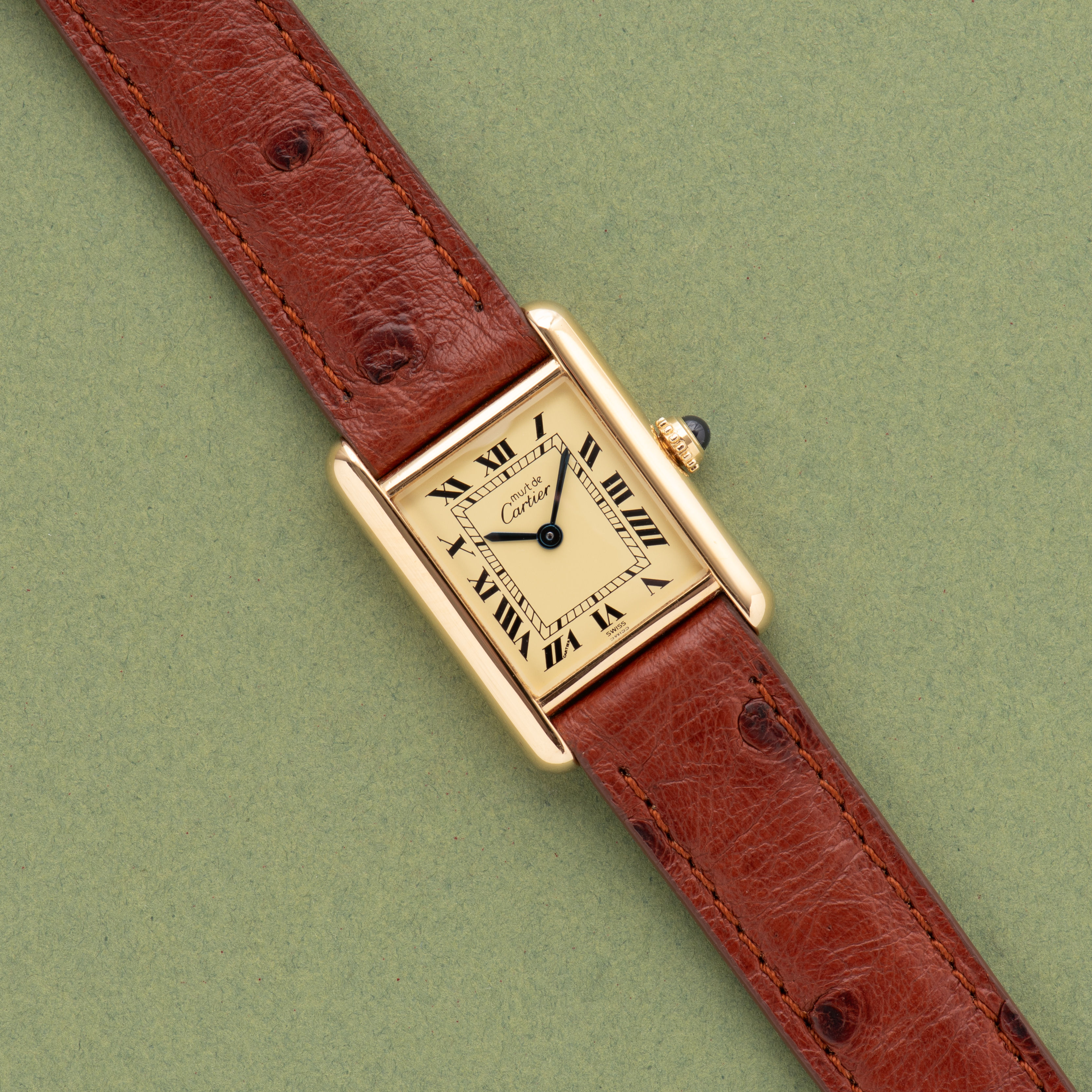 Vue de Cartier Must de Tank Vermeil Quartz Roman Dial cal 157 from 80'