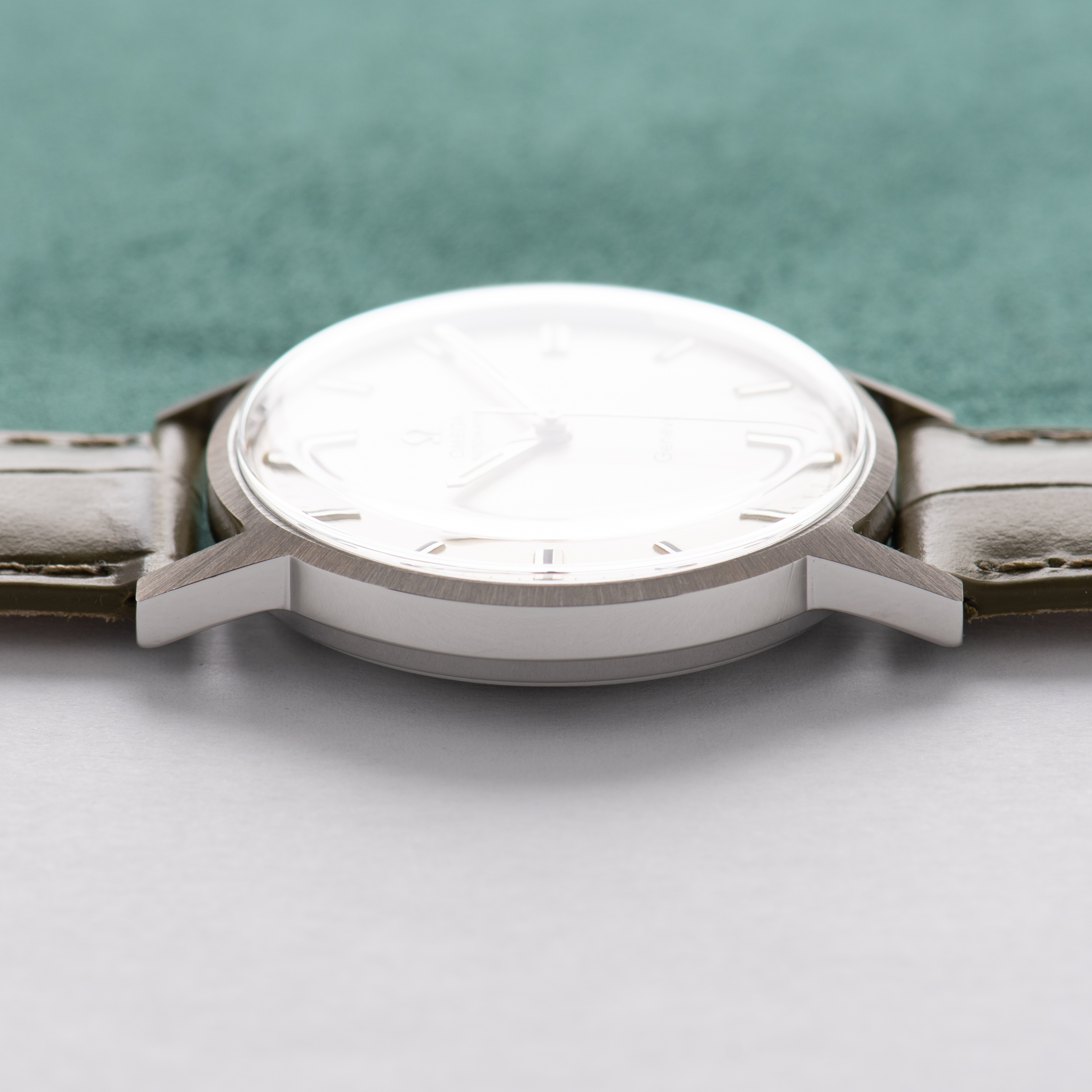 View of Omega Automatic Genève Silver Dial Ref 165.070 from 1969