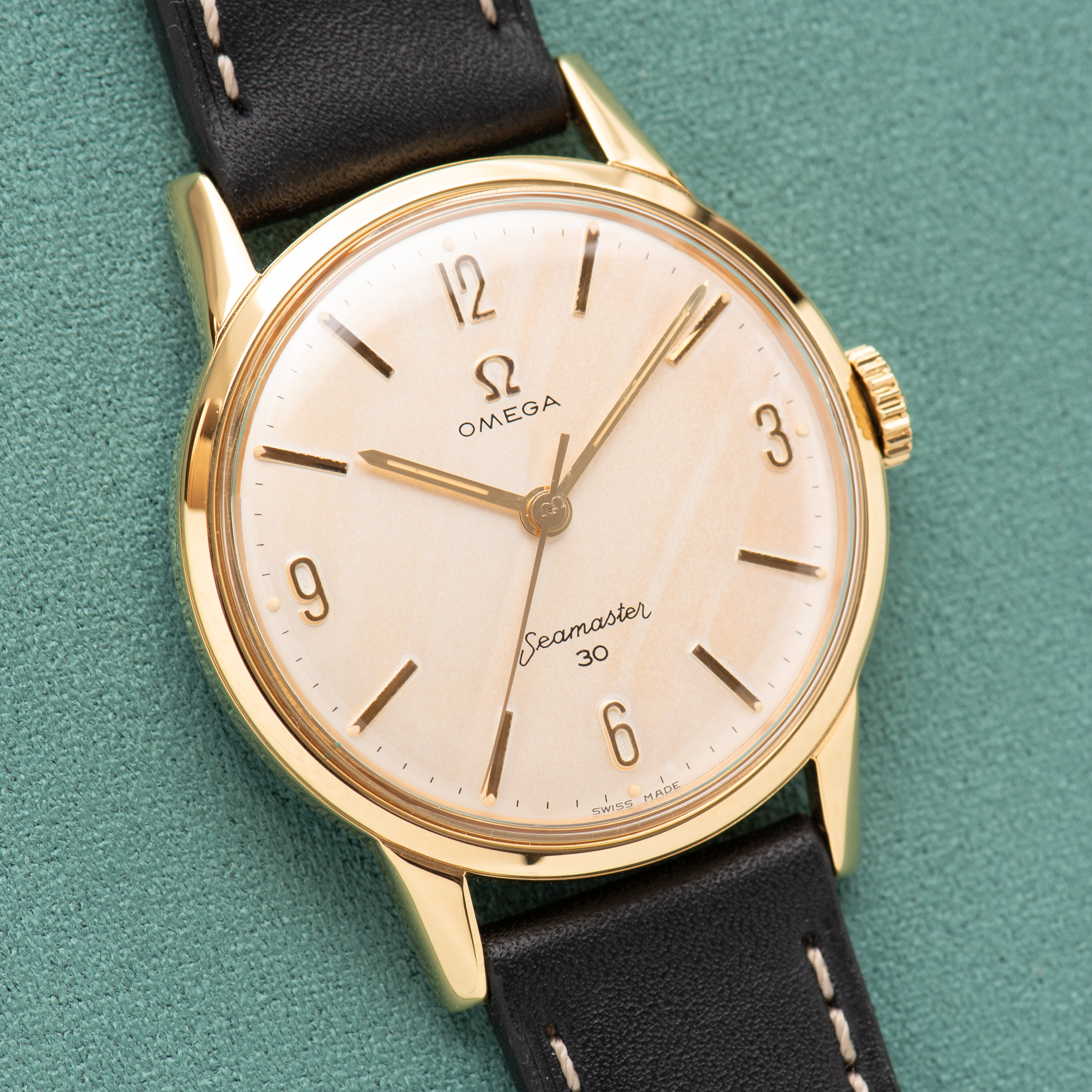 View of Omega Seamaster 30 Skate Dial GoldPlated from 1962 Ref 135.003