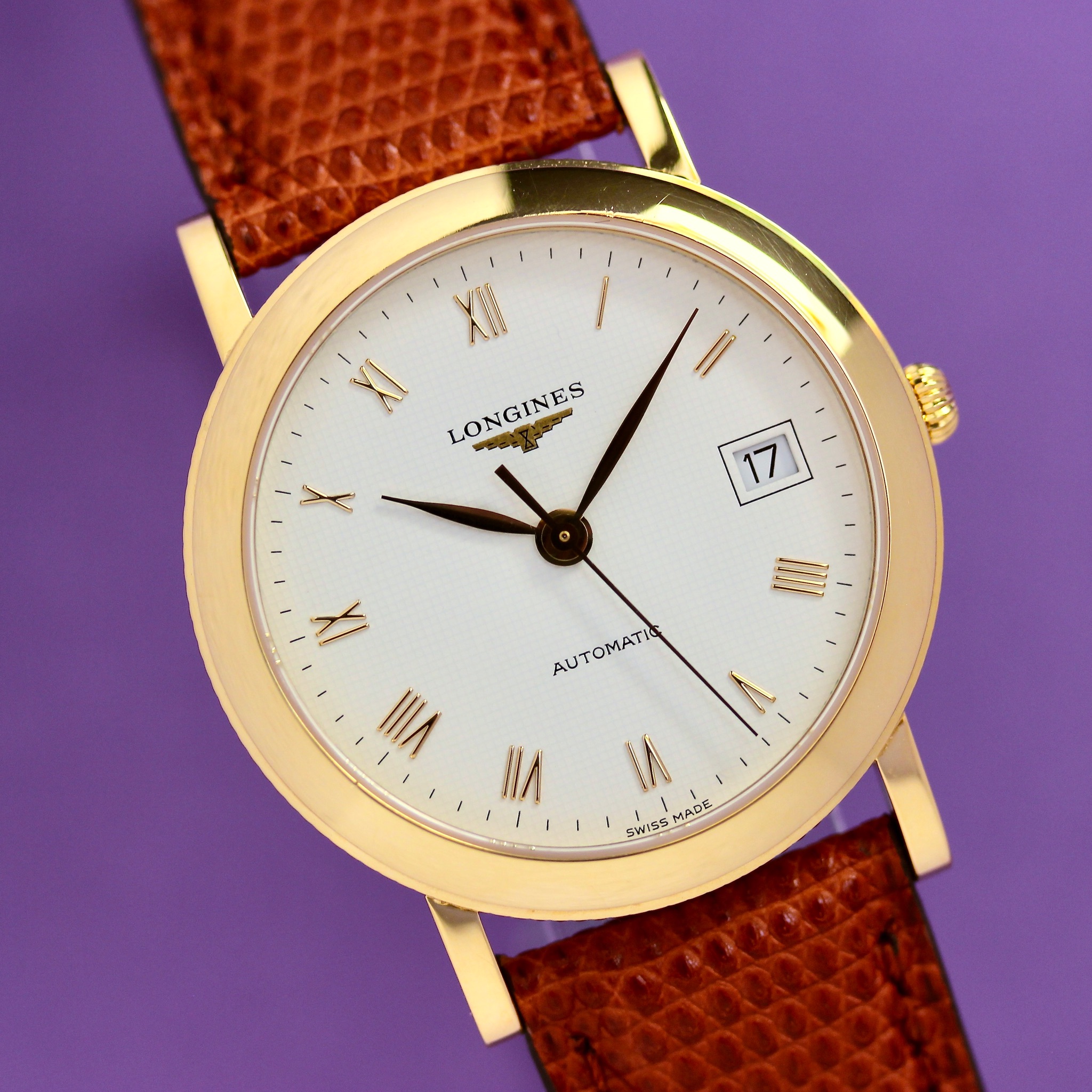 Zicht op Longines Automatic Réf L4.647.6 18k gold edition "Ernest Francillon 1867"