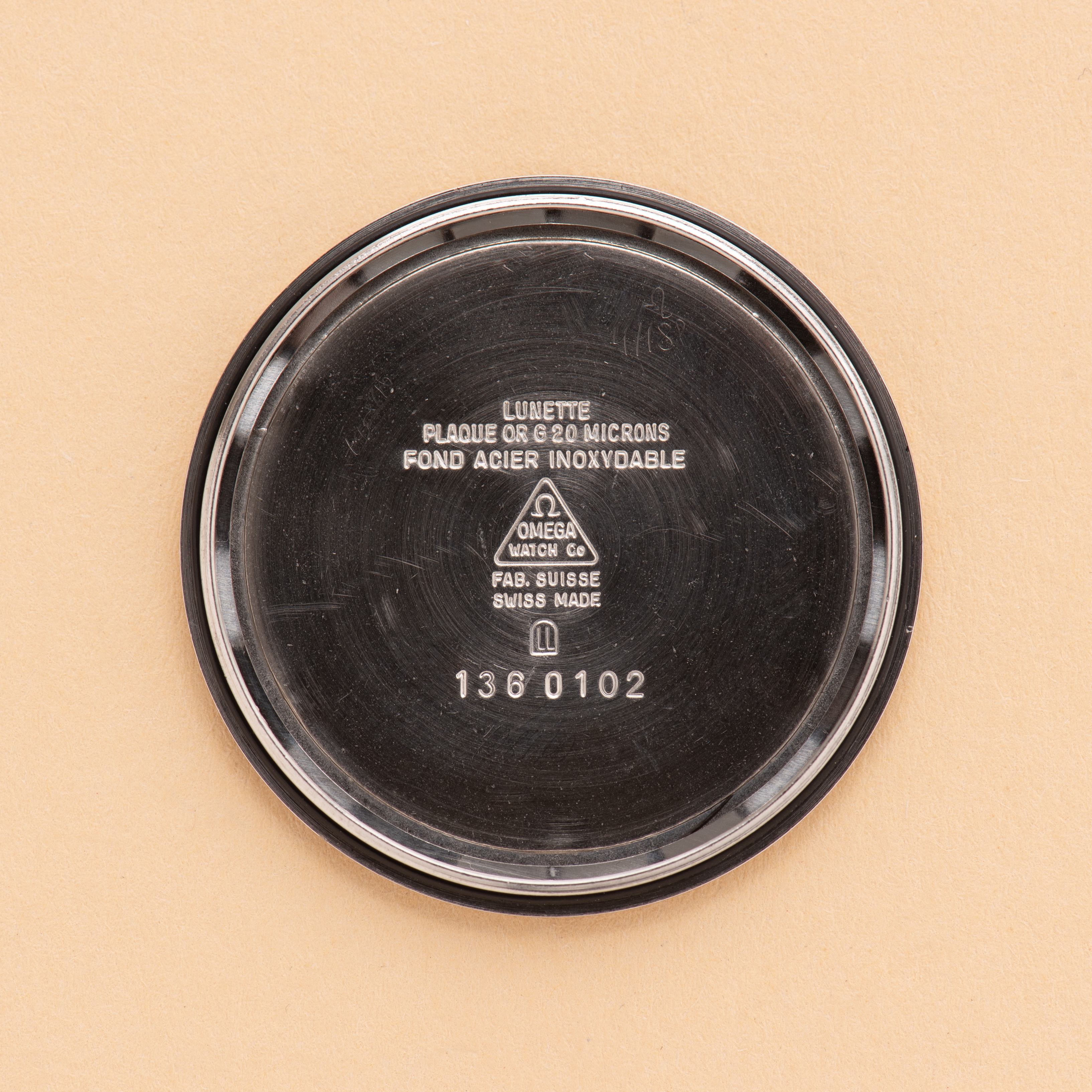 View of Omega Geneva Mechanical Date Breguet Dial Ref 136.0102 from 1975