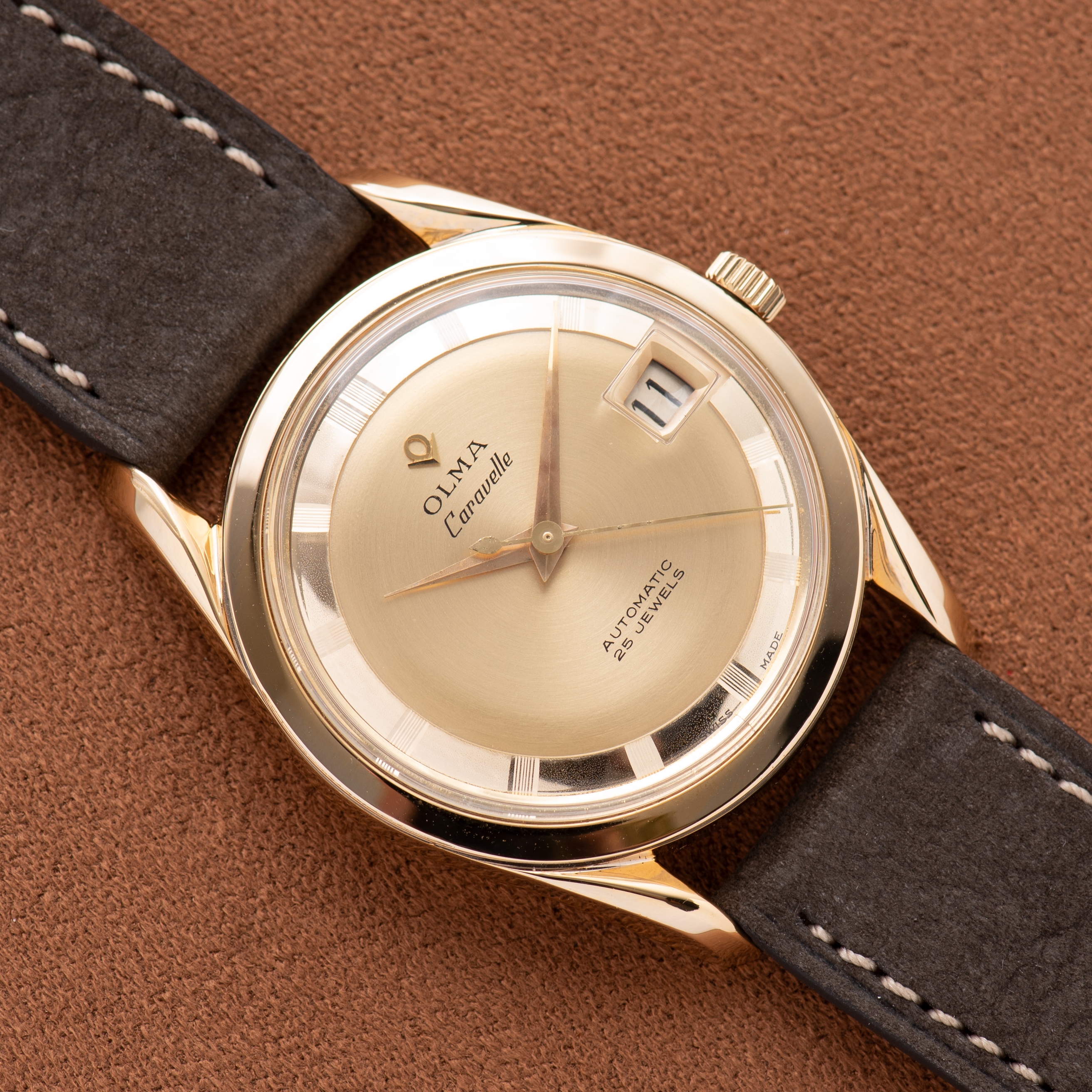 View of Olma Caravelle Automatic 25jewels Super Compressor "Twisted Lugs"