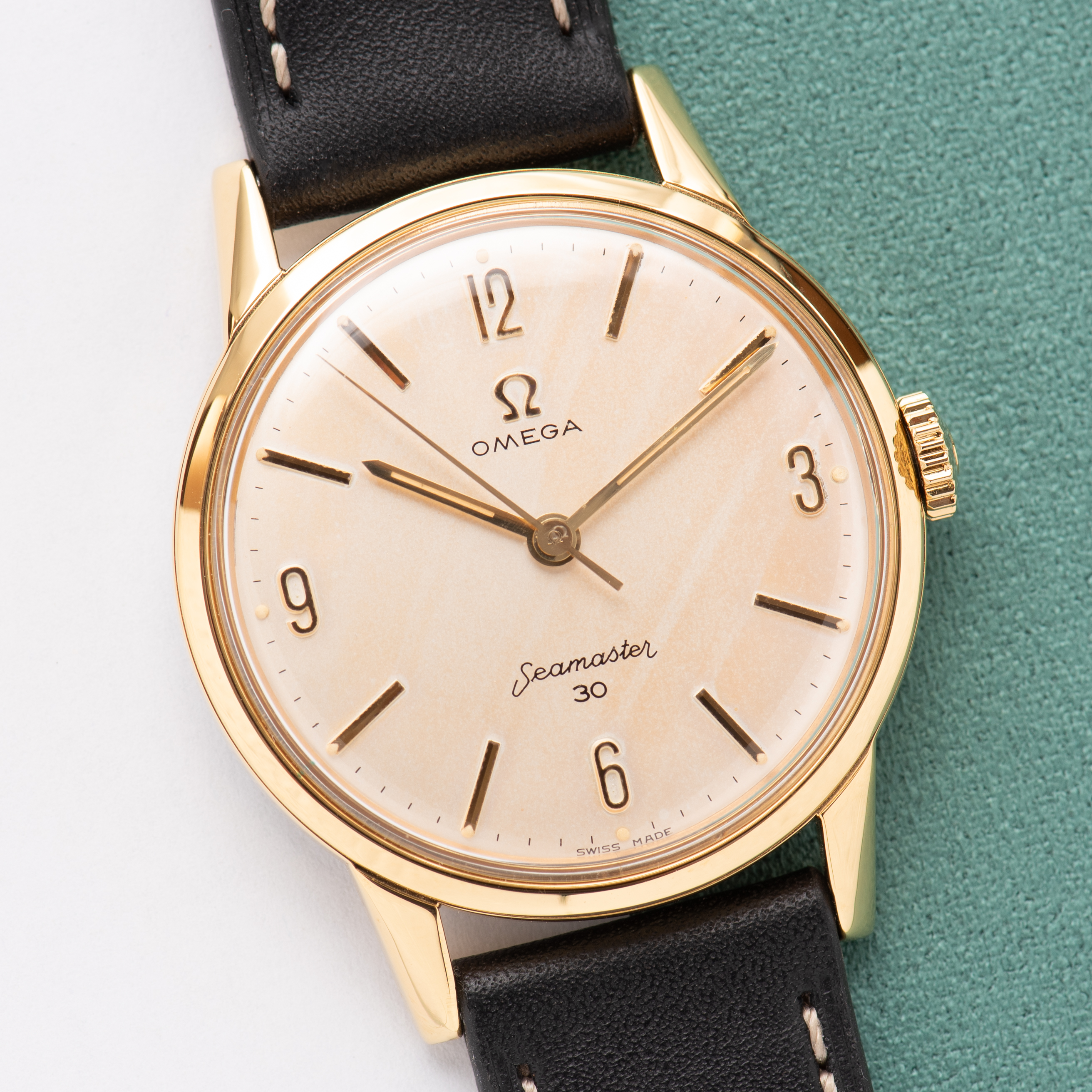 View of Omega Seamaster 30 Skate Dial GoldPlated from 1962 Ref 135.003